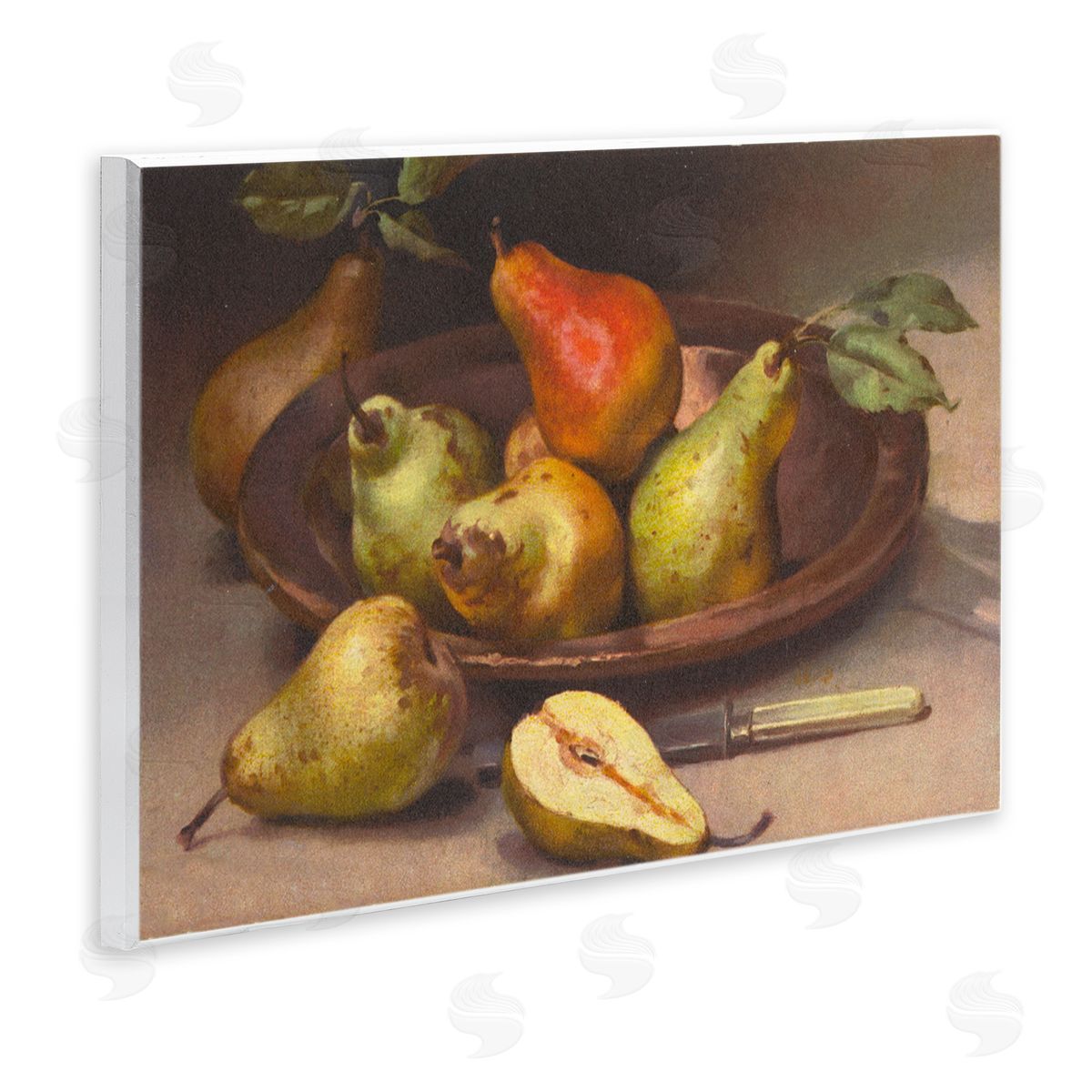 Classic Pears Still Life Wood Plaque Wall Art, Home Decor by Tina Higgins Designs, Inc.