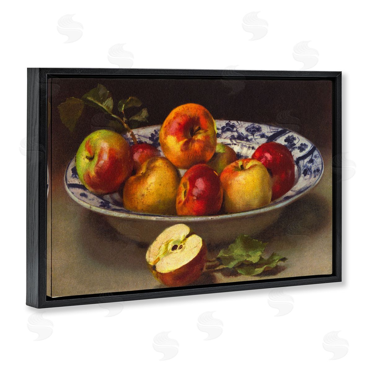 Mixed Apples Still Life Black Floating Frame Canvas Wall Art, Home Decor by Tina Higgins Designs, Inc.