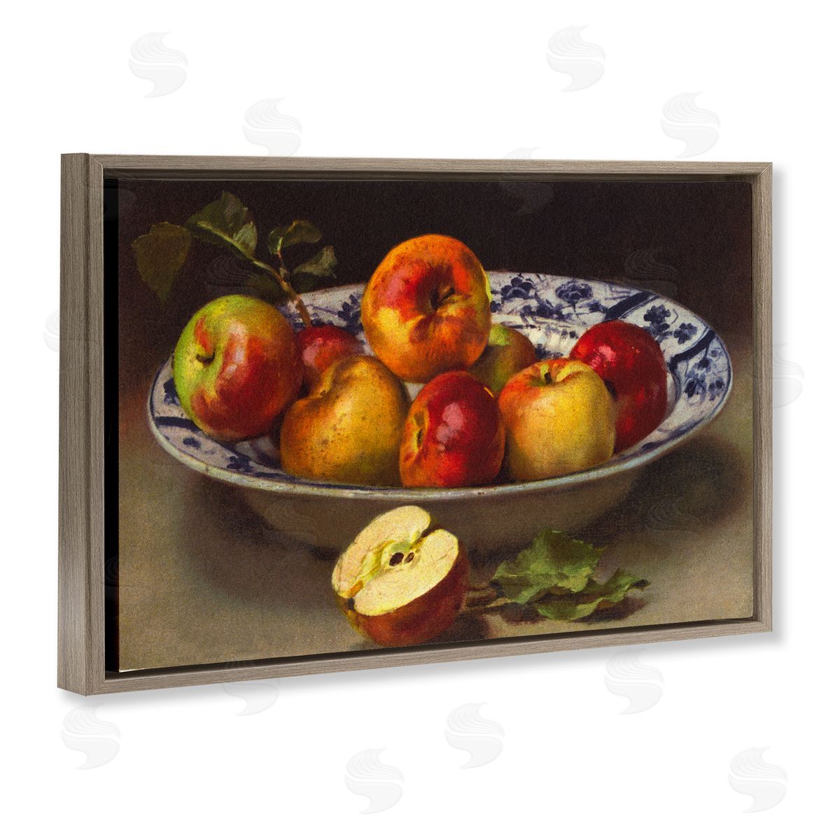 Mixed Apples Still Life Brown Floating Frame Canvas Wall Art, Home Decor by Tina Higgins Designs, Inc.