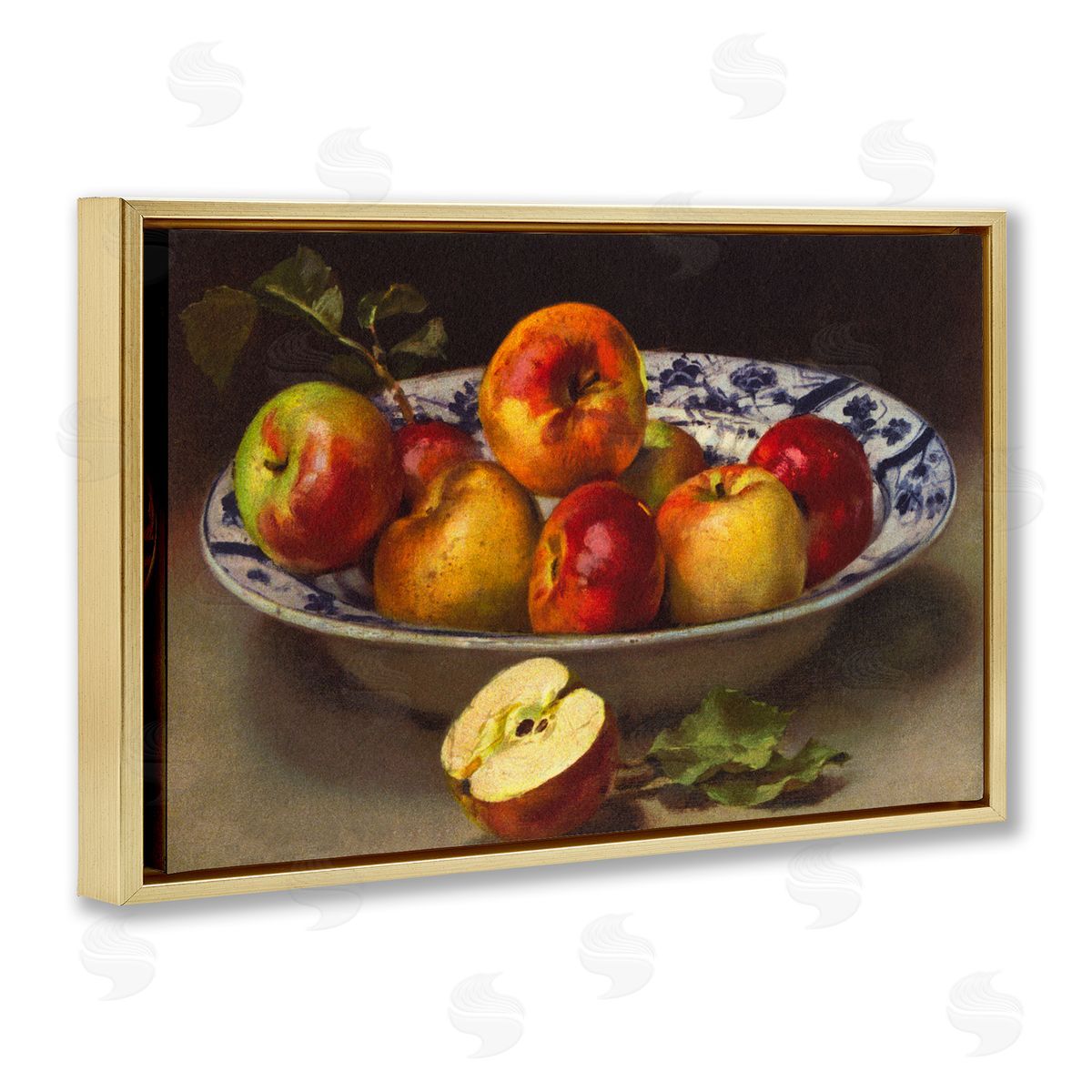 Mixed Apples Still Life Gold Floating Frame Canvas Wall Art, Home Decor by Tina Higgins Designs, Inc.