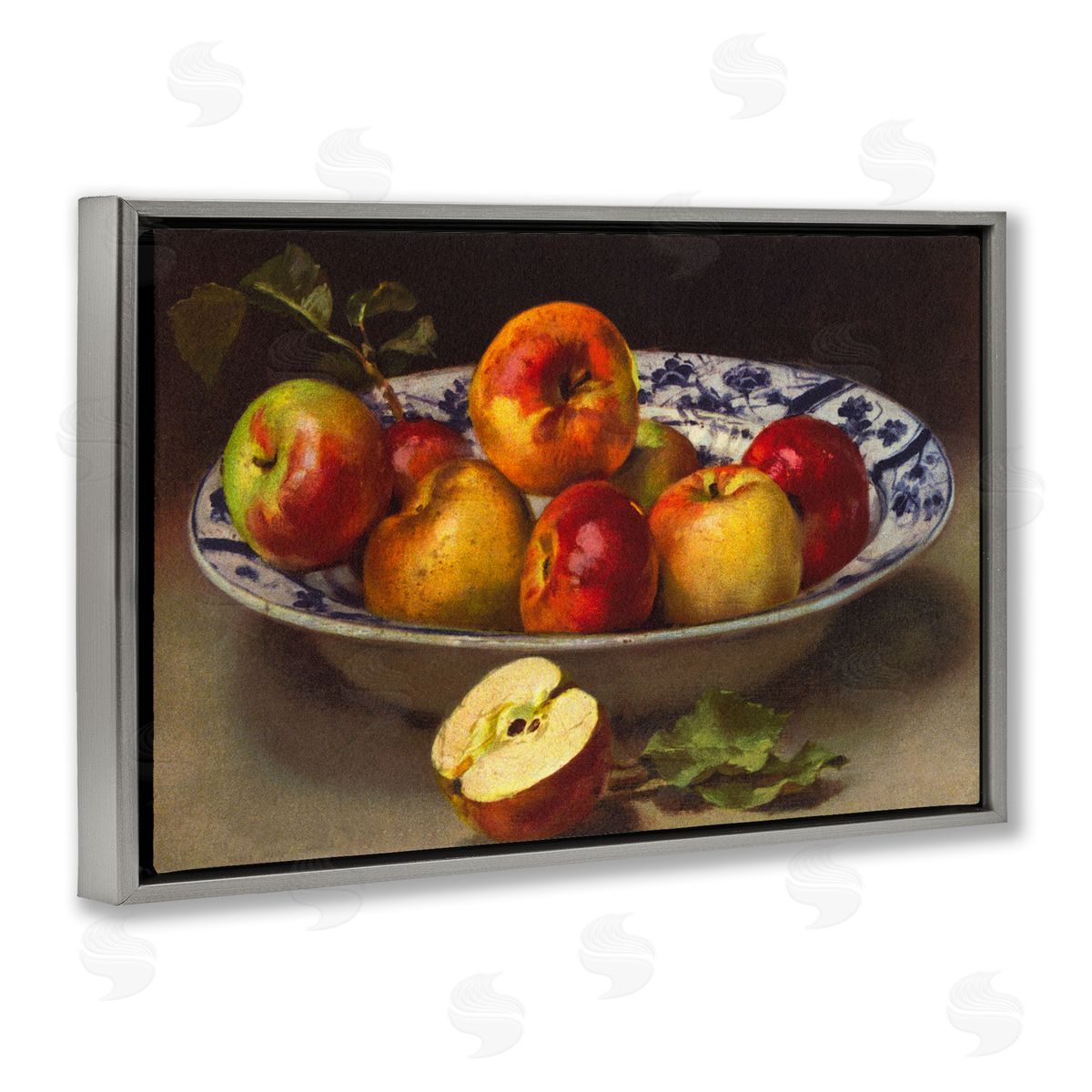 Mixed Apples Still Life Grey Floating Frame Canvas Wall Art, Home Decor by Tina Higgins Designs, Inc.