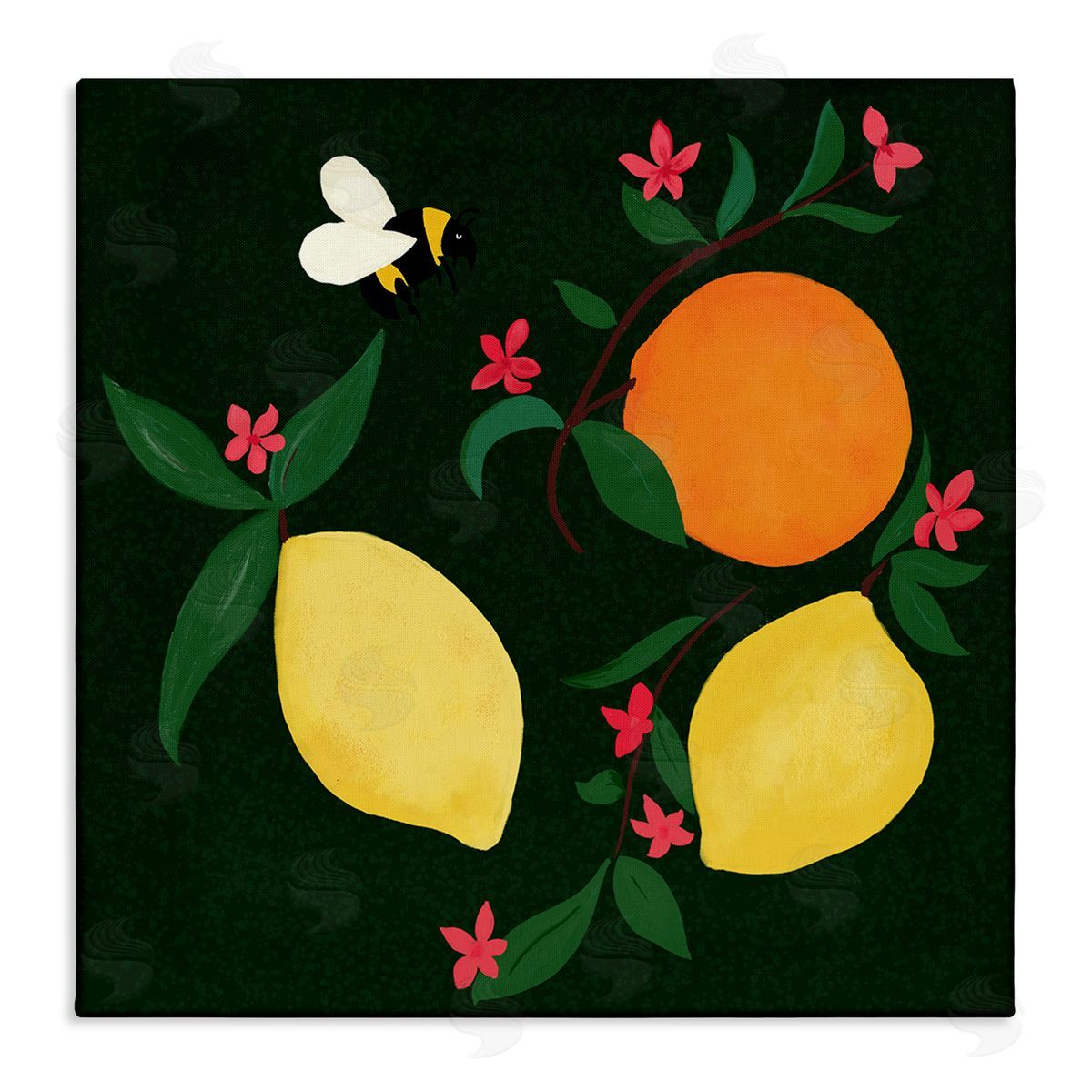 Citrus & Bumble Bee Canvas Wall Art, Home Decor by Michelle Ingari Designs