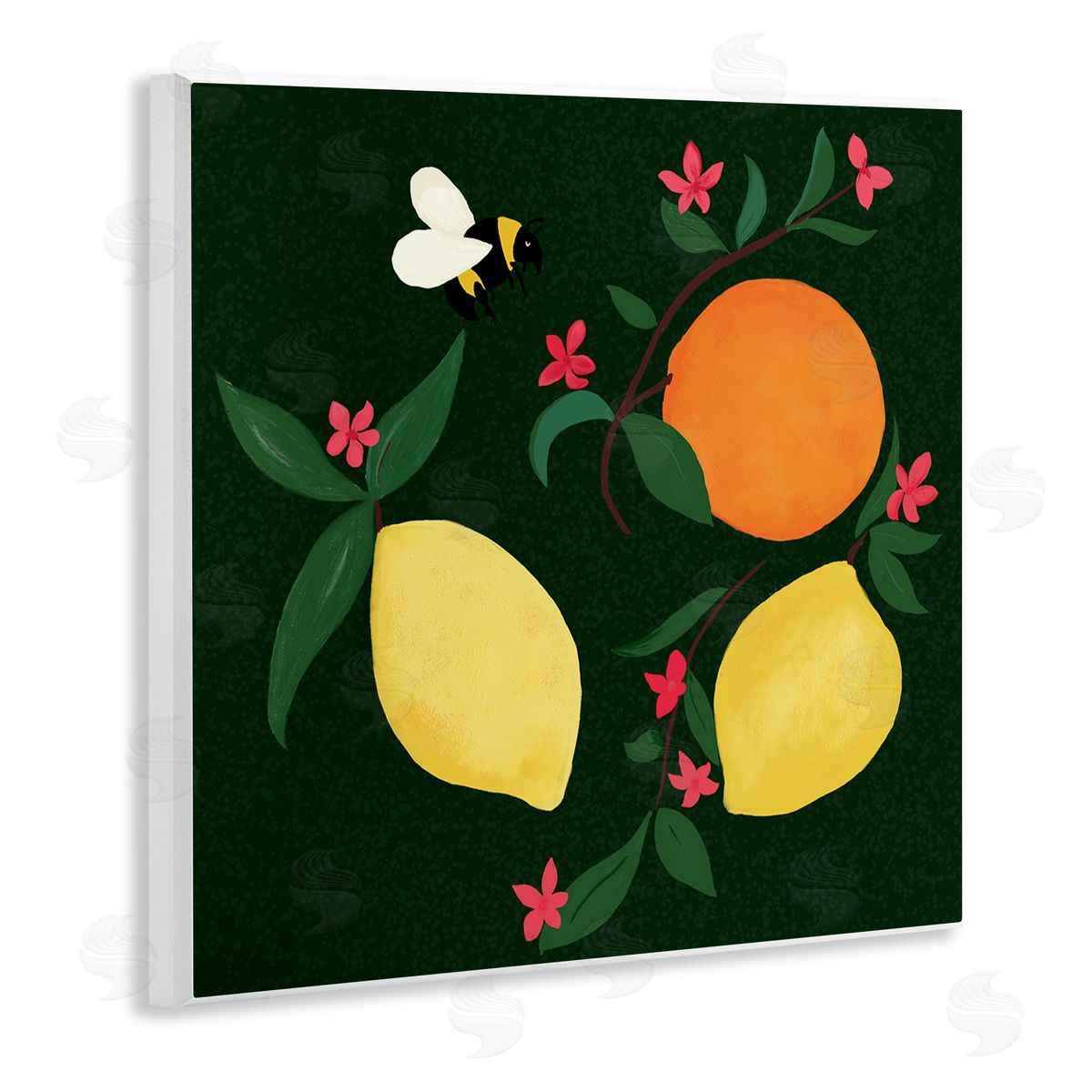 Citrus & Bumble Bee Wood Plaque Wall Art, Home Decor by Michelle Ingari Designs