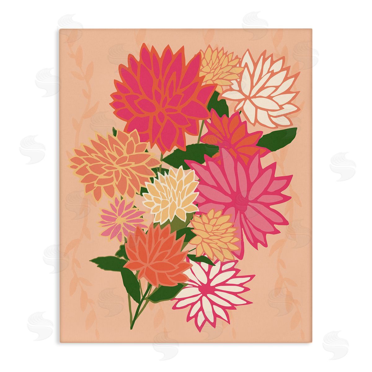Dahlia Petal Outlines Canvas Wall Art, Home Decor by Michelle Ingari Designs