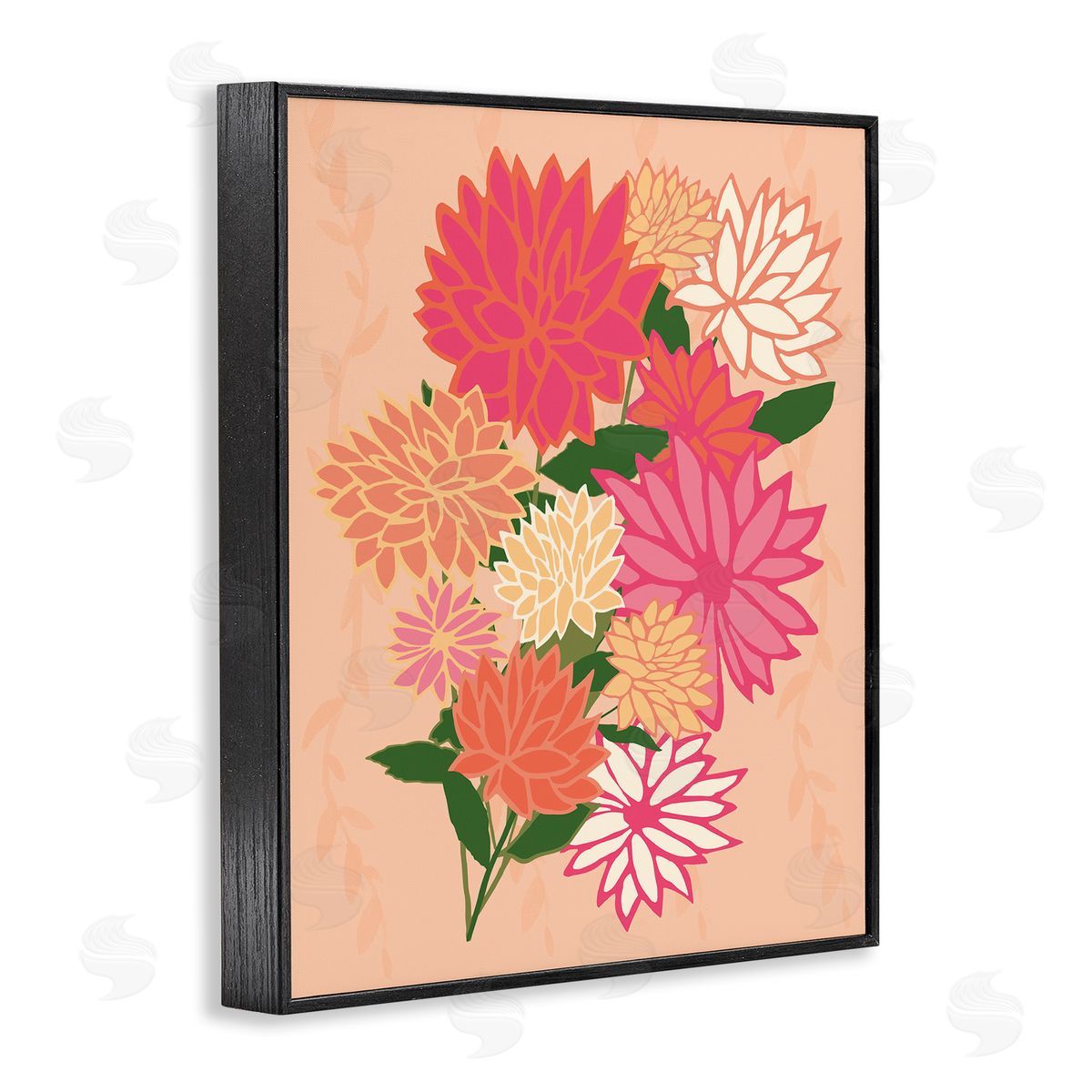 Dahlia Petal Outlines Black Frame Print Wall Art, Home Decor by Michelle Ingari Designs