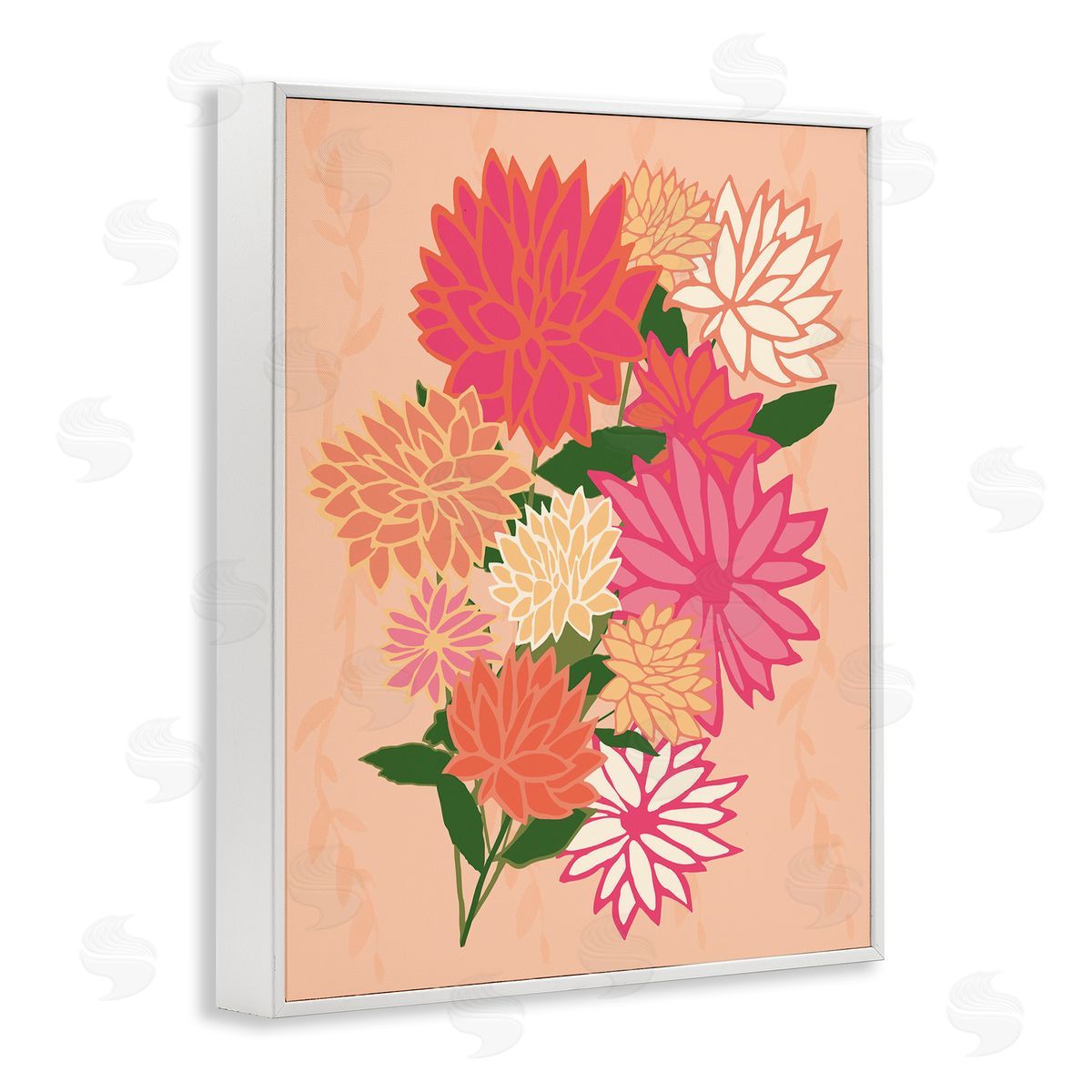 Dahlia Petal Outlines White Frame Print Wall Art, Home Decor by Michelle Ingari Designs