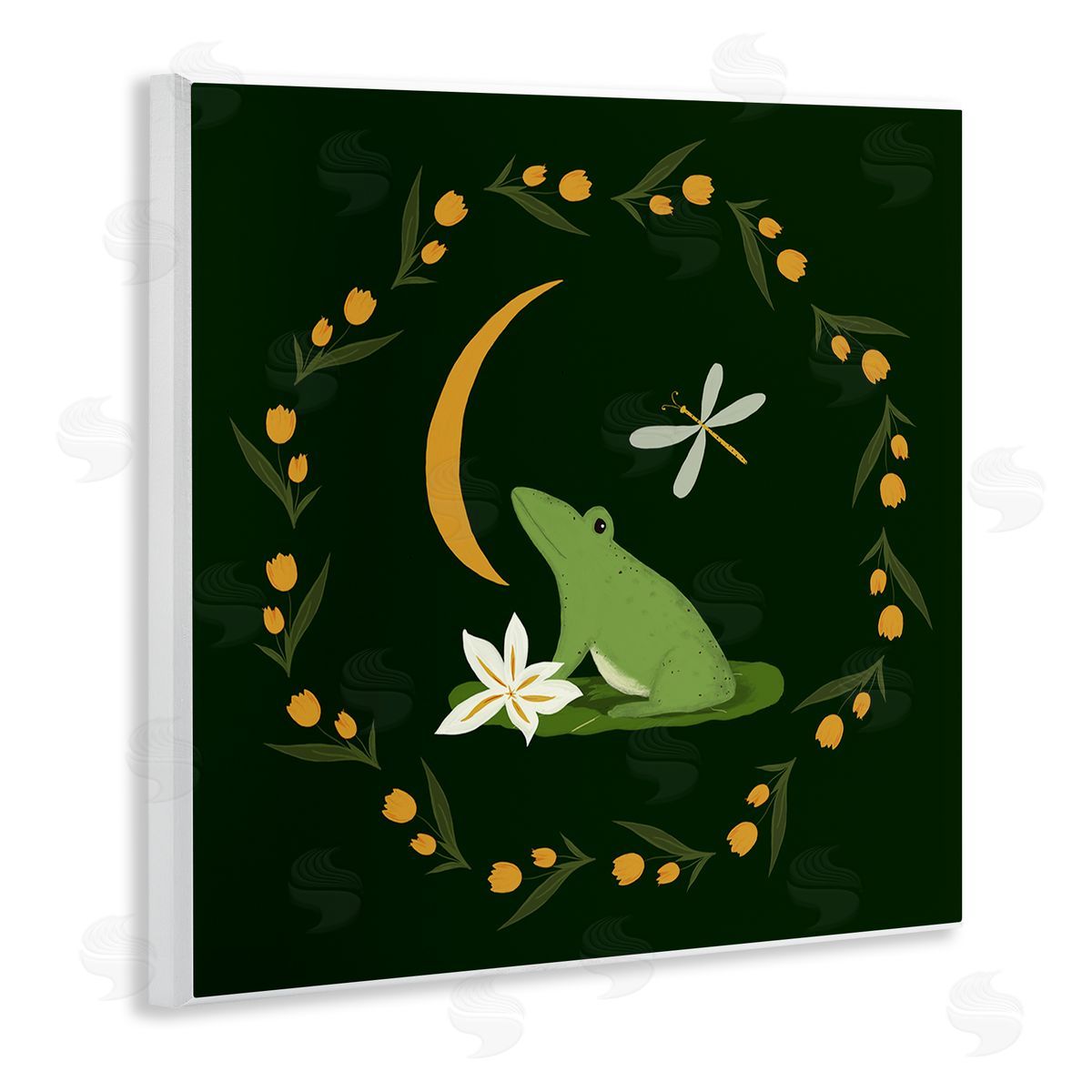 Frog & Moon Garland Wood Plaque Wall Art, Home Decor by Michelle Ingari Designs