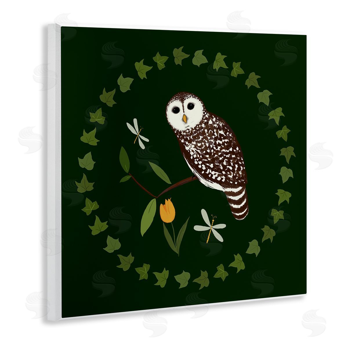 Owl & Tulip Wreath Wood Plaque Wall Art, Home Decor by Michelle Ingari Designs