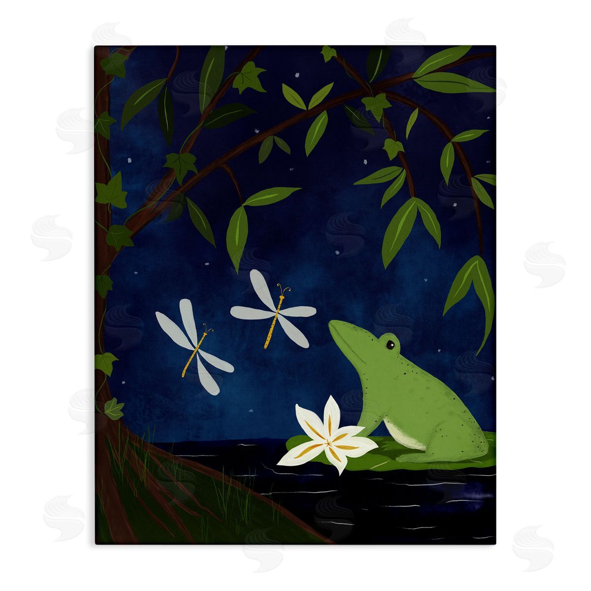 Frog in Night Forest Canvas Wall Art, Home Decor by Michelle Ingari Designs