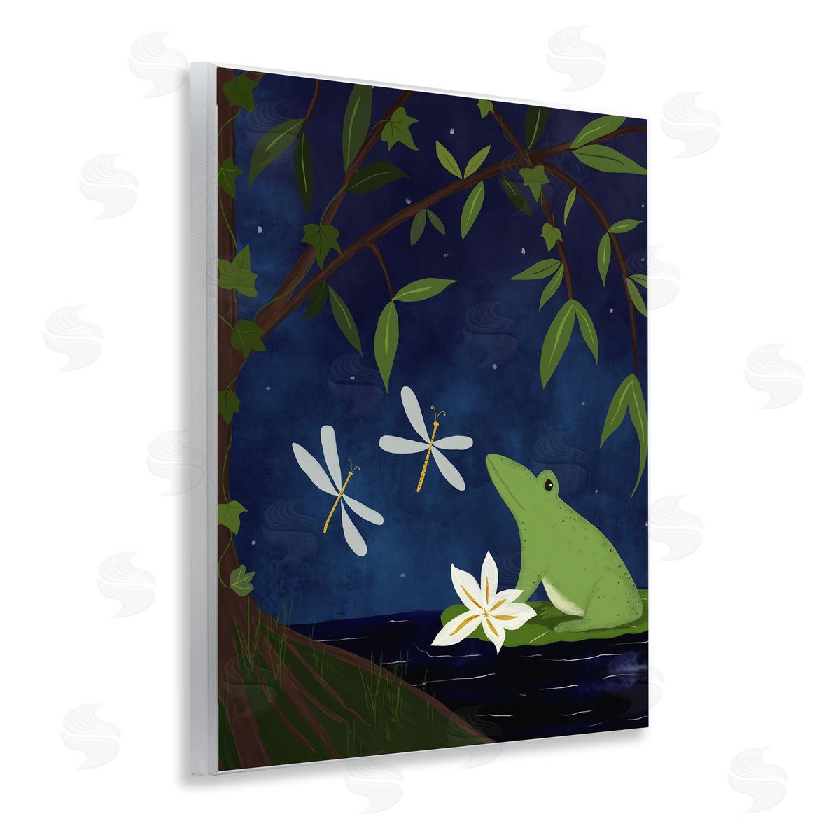 Frog in Night Forest Wood Plaque Wall Art, Home Decor by Michelle Ingari Designs