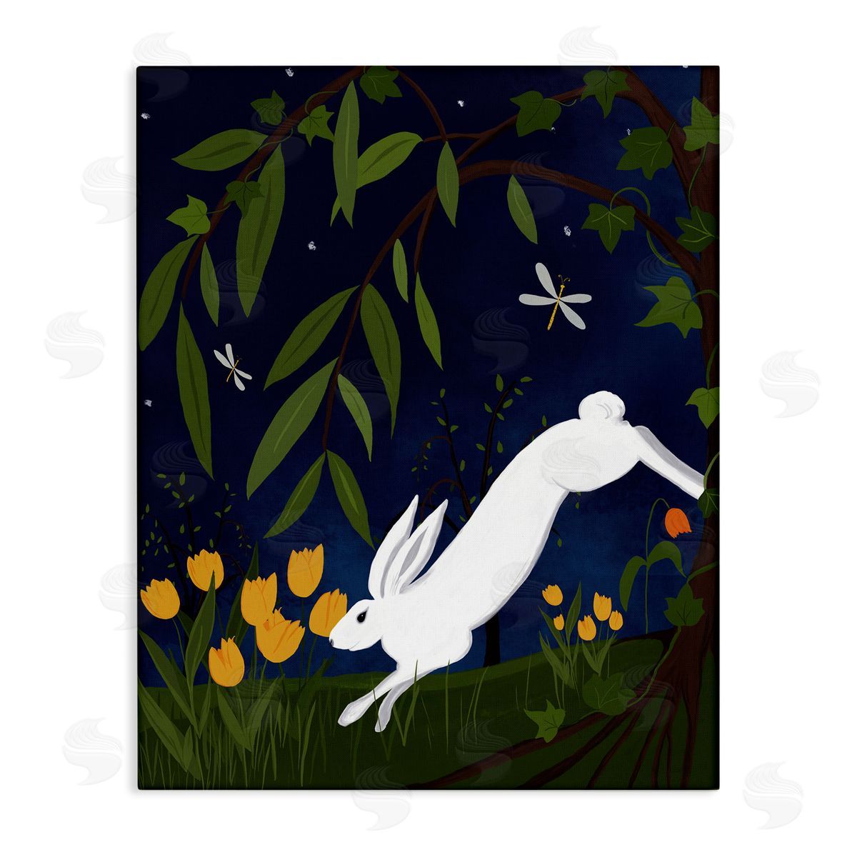 Hare in Night Forest Canvas Wall Art, Home Decor by Michelle Ingari Designs