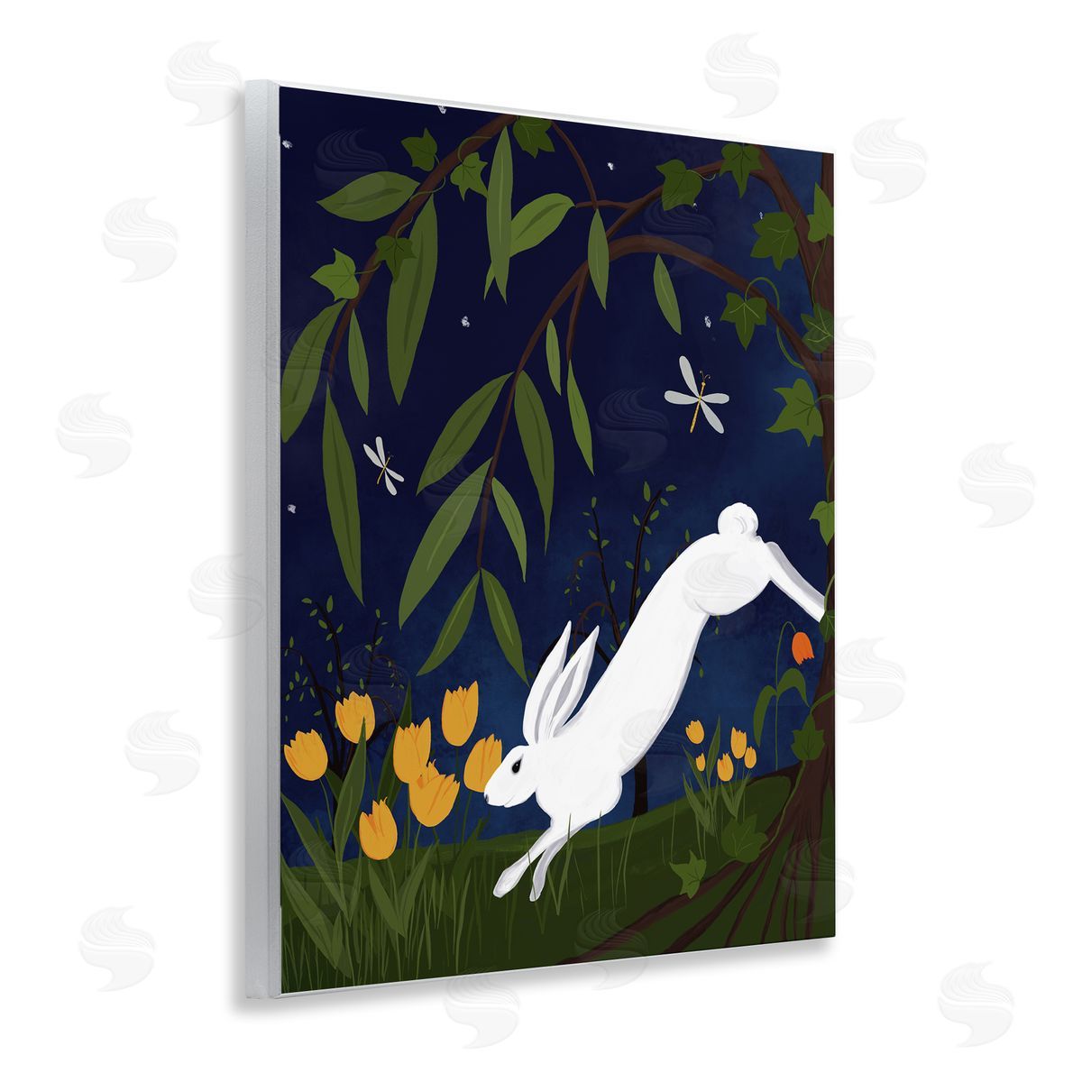 Hare in Night Forest Wood Plaque Wall Art, Home Decor by Michelle Ingari Designs