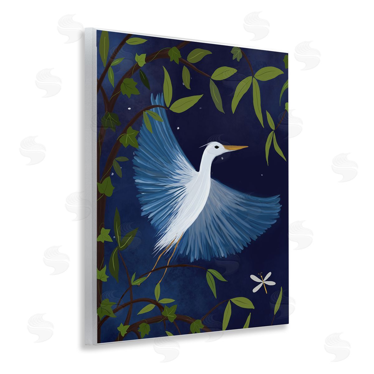 Heron in Night Forest Wood Plaque Wall Art, Home Decor by Michelle Ingari Designs
