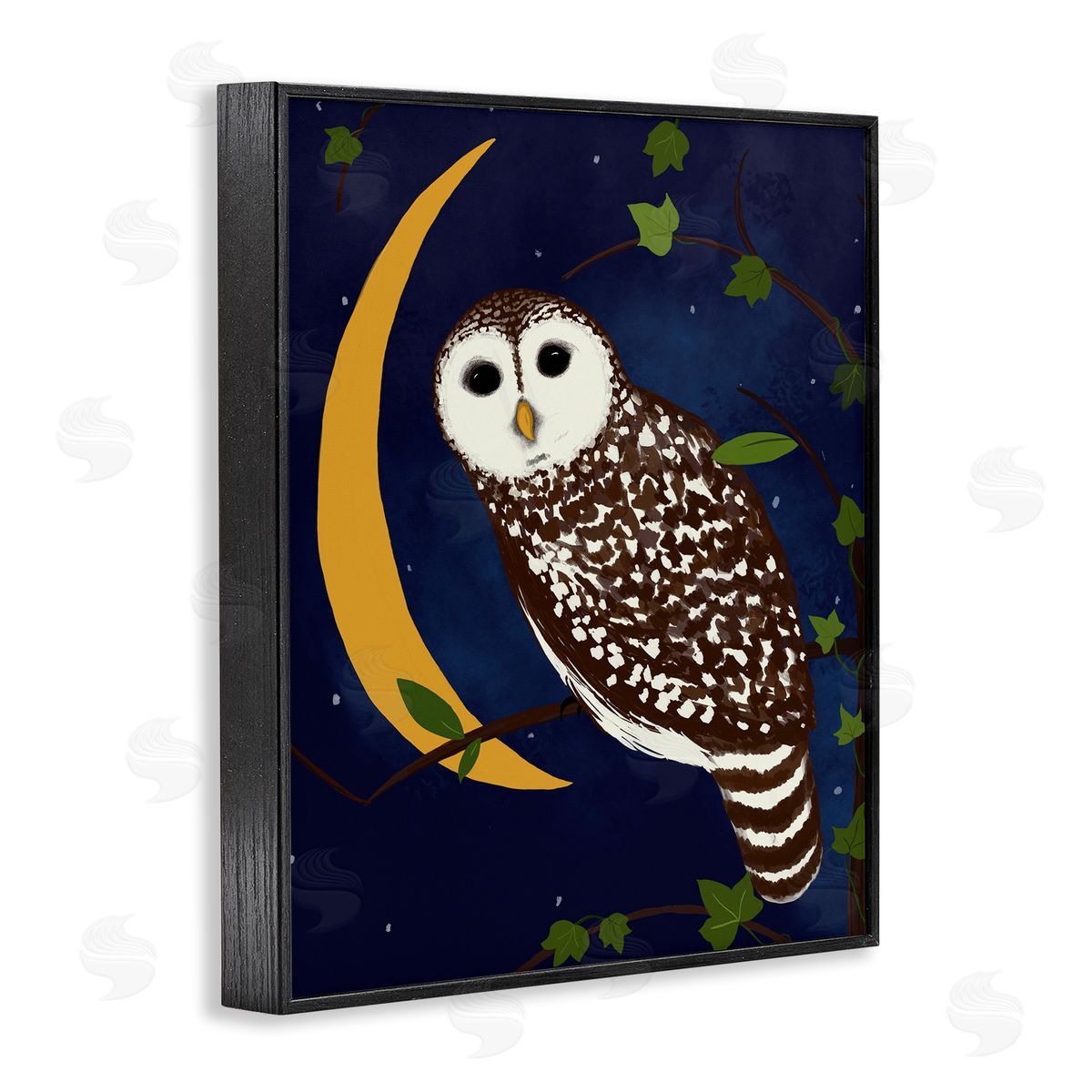 Owl & Moon Forest Black Frame Print Wall Art, Home Decor by Michelle Ingari Designs