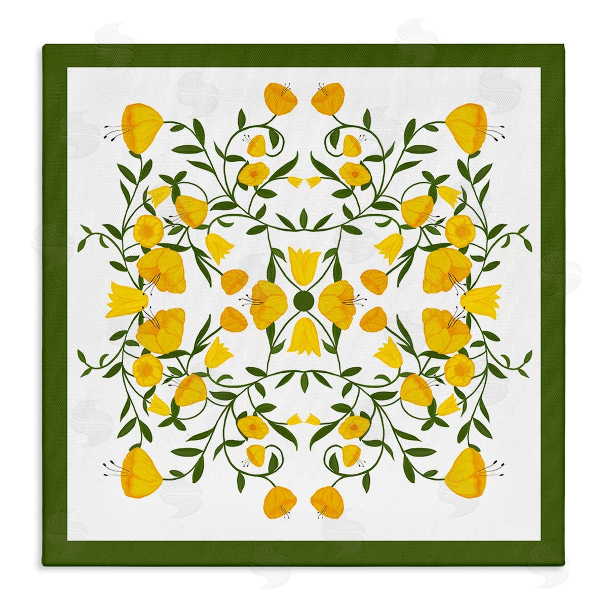Golden Blooms Symmetry Canvas Wall Art, Home Decor by Michelle Ingari Designs