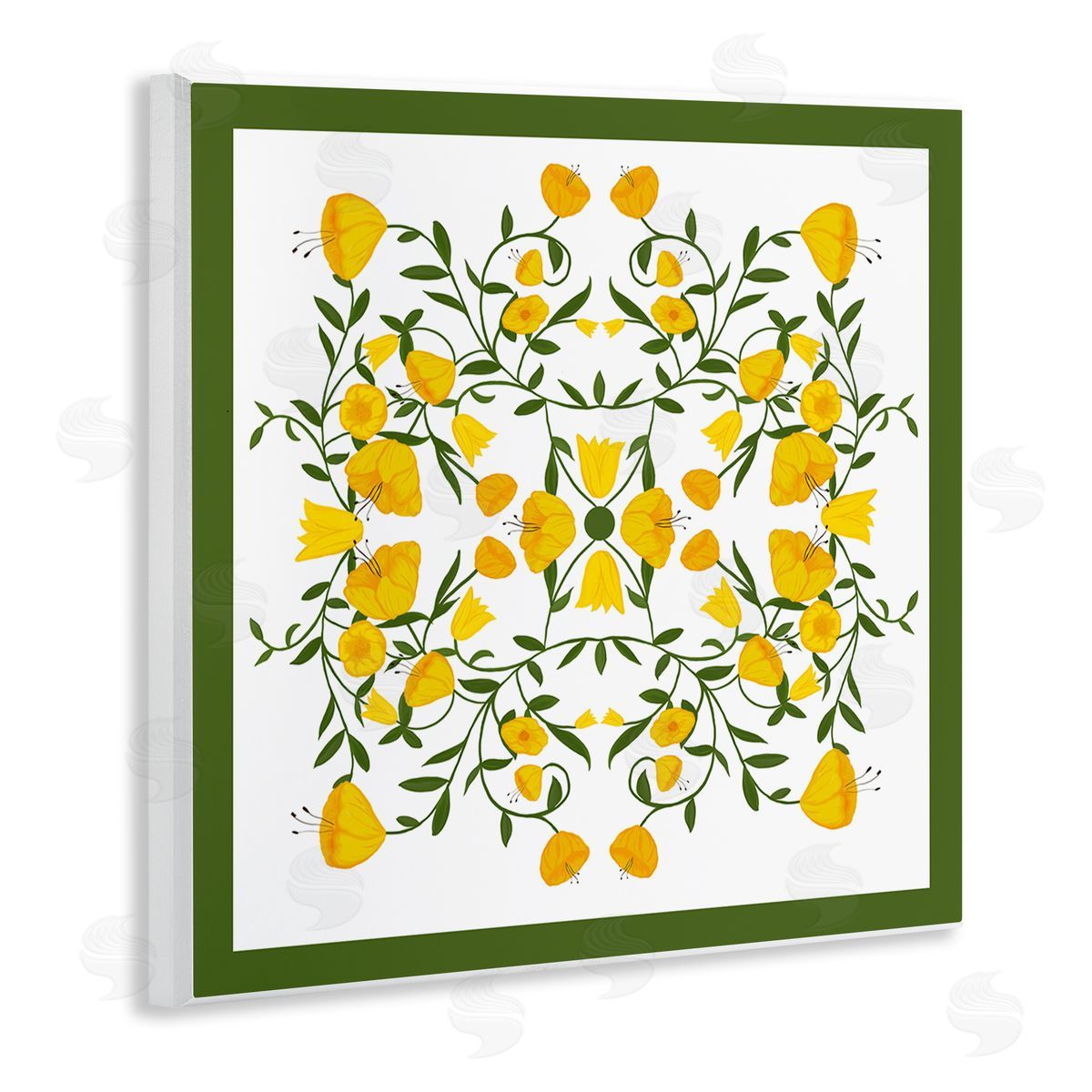 Golden Blooms Symmetry Wood Plaque Wall Art, Home Decor by Michelle Ingari Designs
