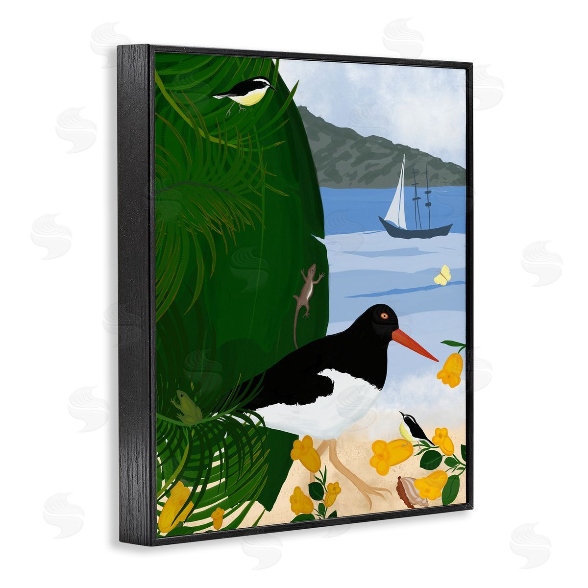 Island Life by Beach Black Frame Print Wall Art, Home Decor by Michelle Ingari Designs