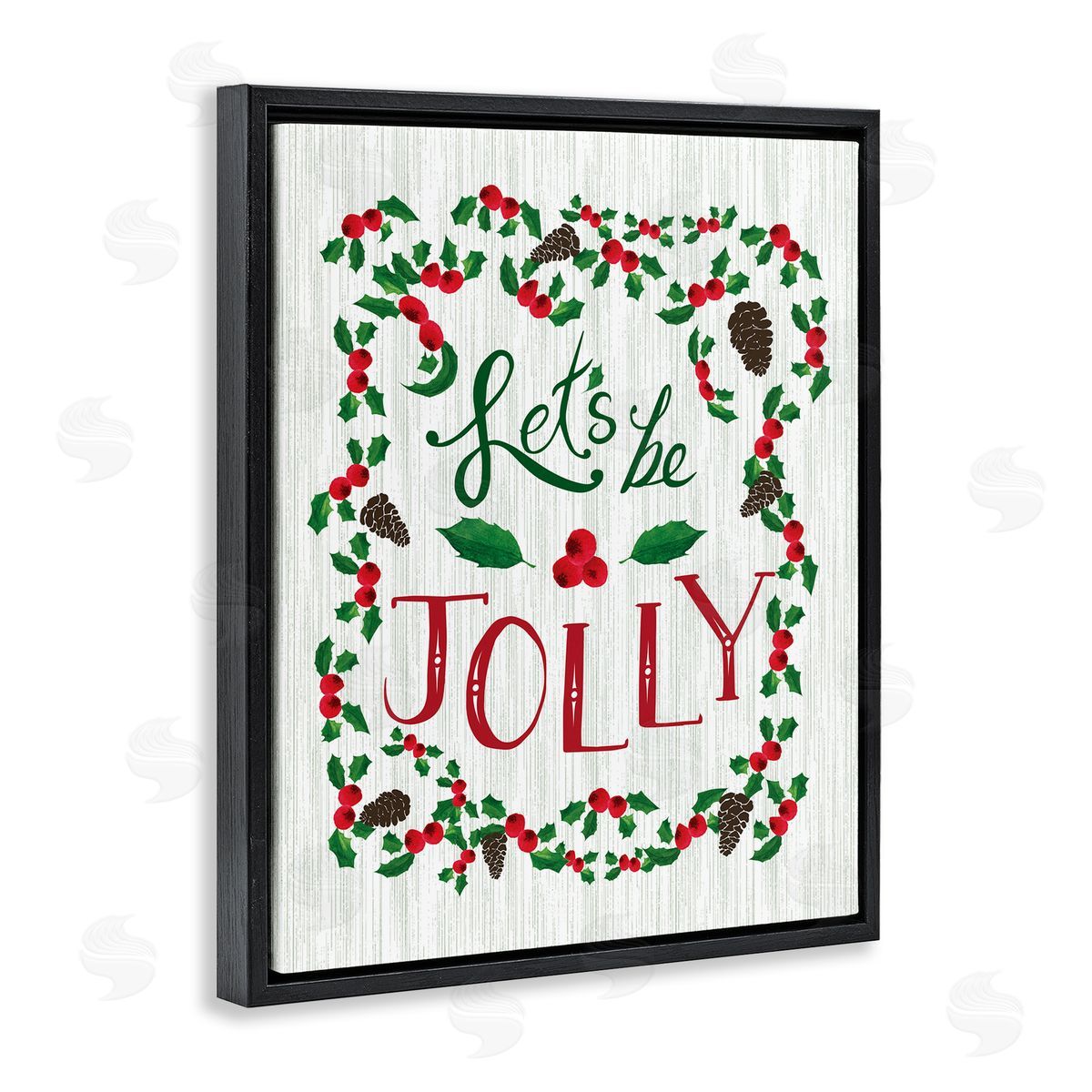 Festive Let's Be Jolly Black Floating Frame Canvas Wall Art, Home Decor by Michelle Ingari Designs