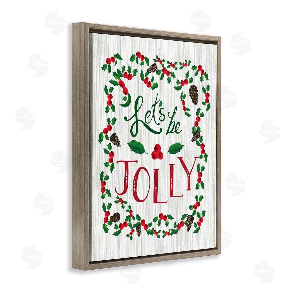 Festive Let's Be Jolly Brown Floating Frame Canvas Wall Art, Home Decor by Michelle Ingari Designs