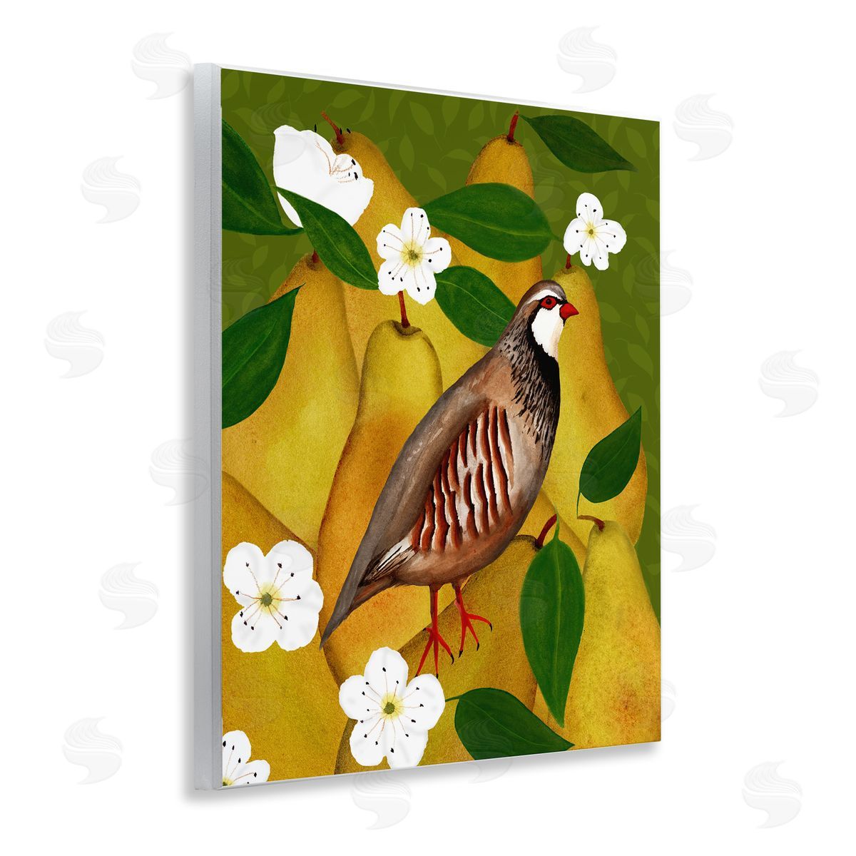 Partridge Bird & Pears Wood Plaque Wall Art, Home Decor by Michelle Ingari Designs