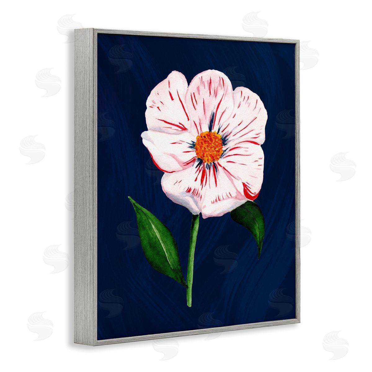 Single Cherry Blossom Bloom Grey Frame Print Wall Art, Home Decor by Michelle Ingari Designs
