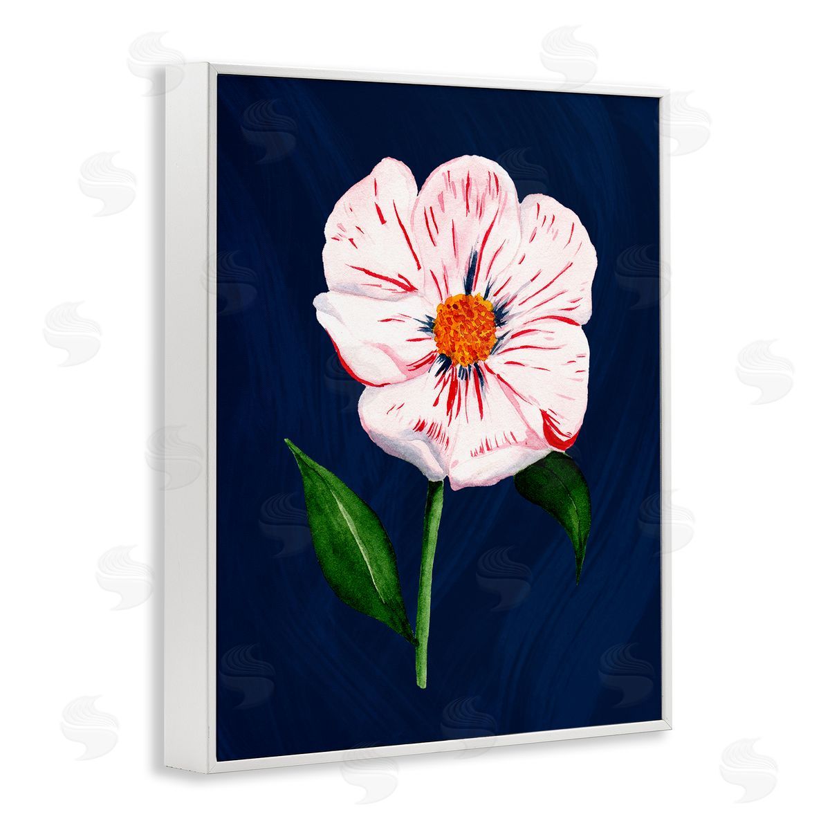 Single Cherry Blossom Bloom White Frame Print Wall Art, Home Decor by Michelle Ingari Designs