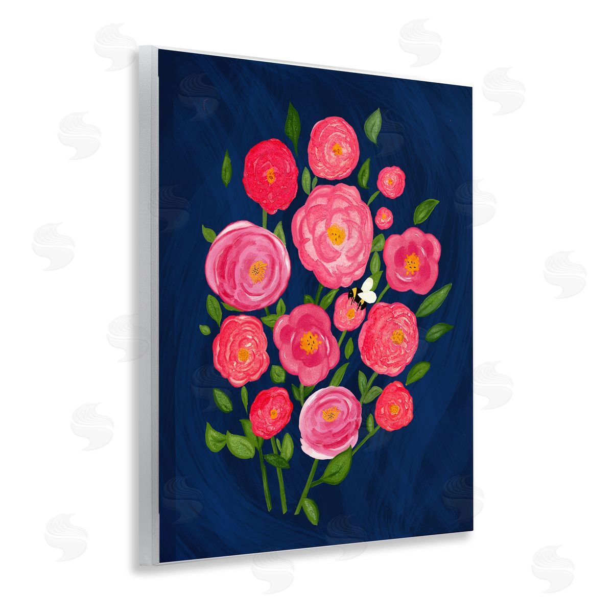 Pink Poses Bunches Wood Plaque Wall Art, Home Decor by Michelle Ingari Designs