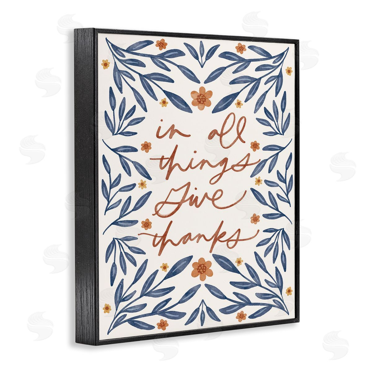 Give Thanks Botanical Black Frame Print Wall Art, Home Decor by Amanda Houston
