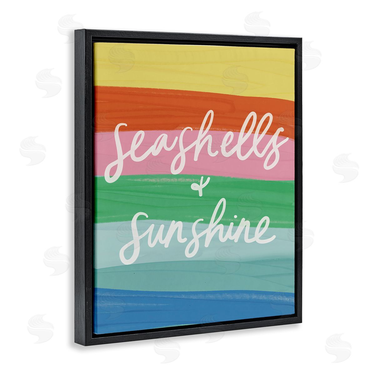 Seashells & Sunshine on Rainbow Black Floating Frame Canvas Wall Art, Home Decor by Amanda Houston