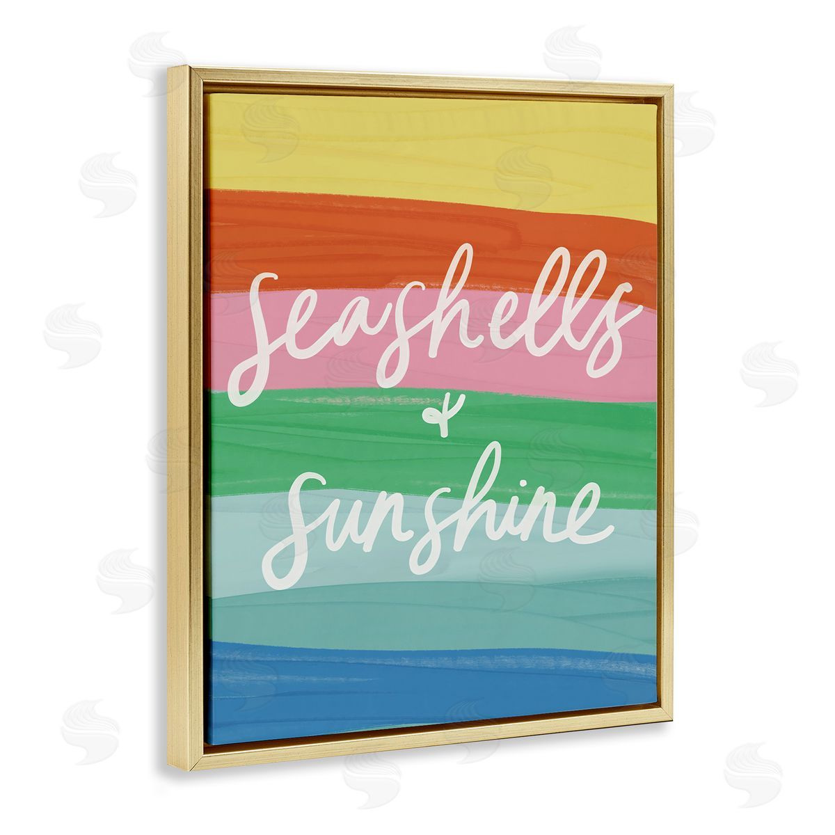 Seashells & Sunshine on Rainbow Gold Floating Frame Canvas Wall Art, Home Decor by Amanda Houston