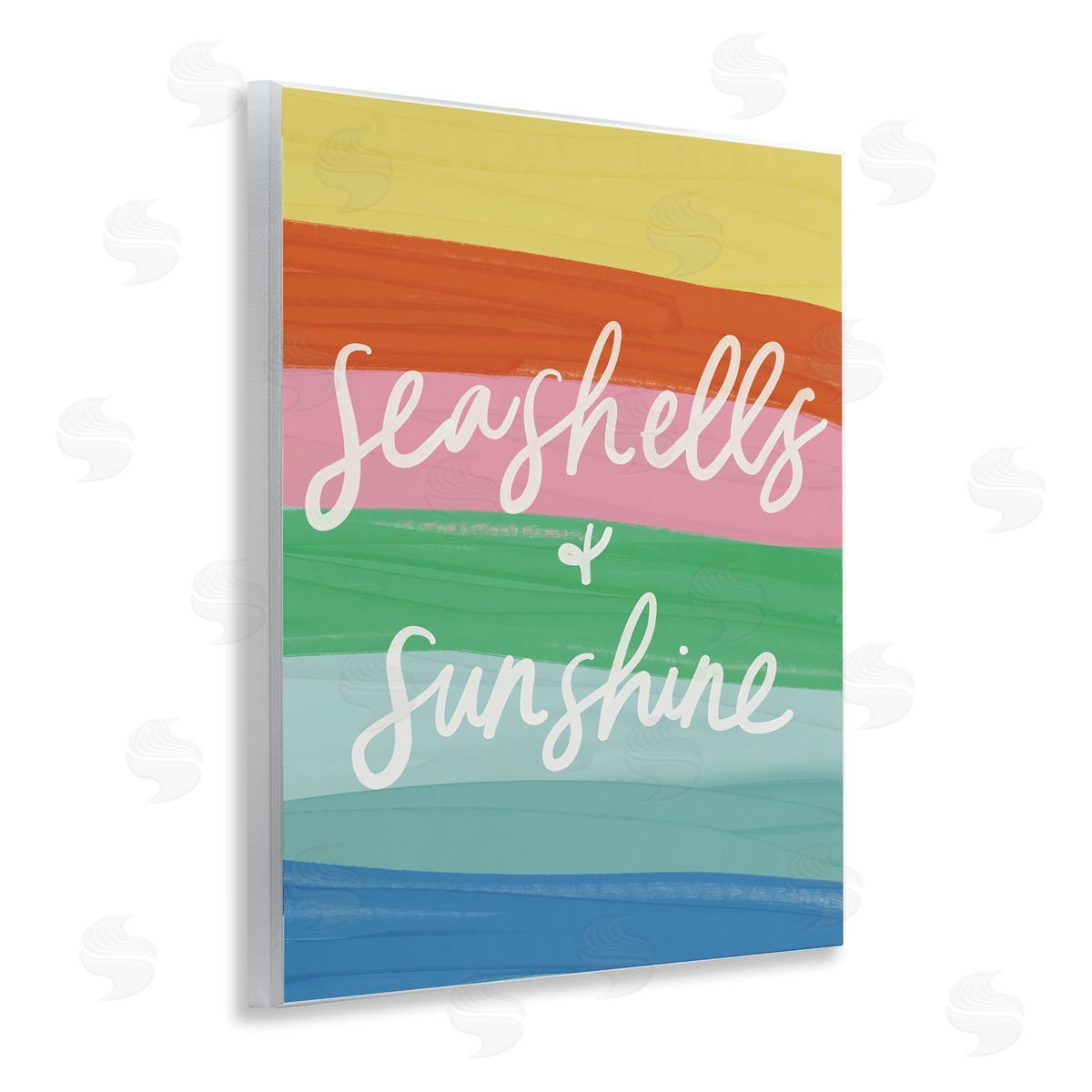 Seashells & Sunshine on Rainbow Wood Plaque Wall Art, Home Decor by Amanda Houston
