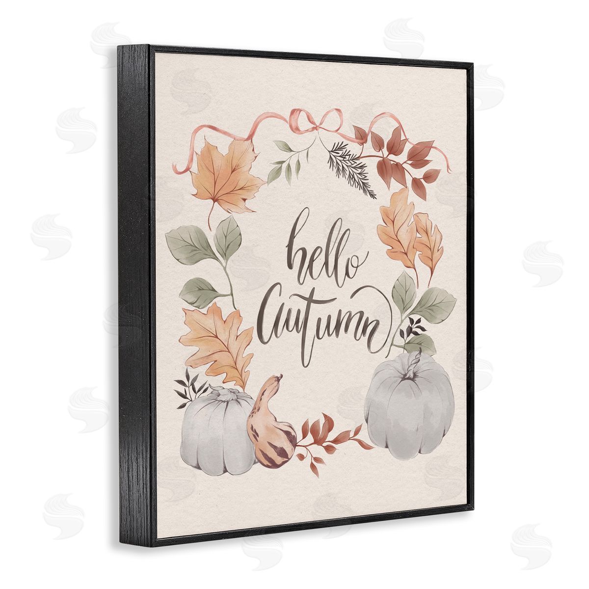 Hello Autumn with Garland Black Frame Print Wall Art, Home Decor by Andrea Jasid Grassi