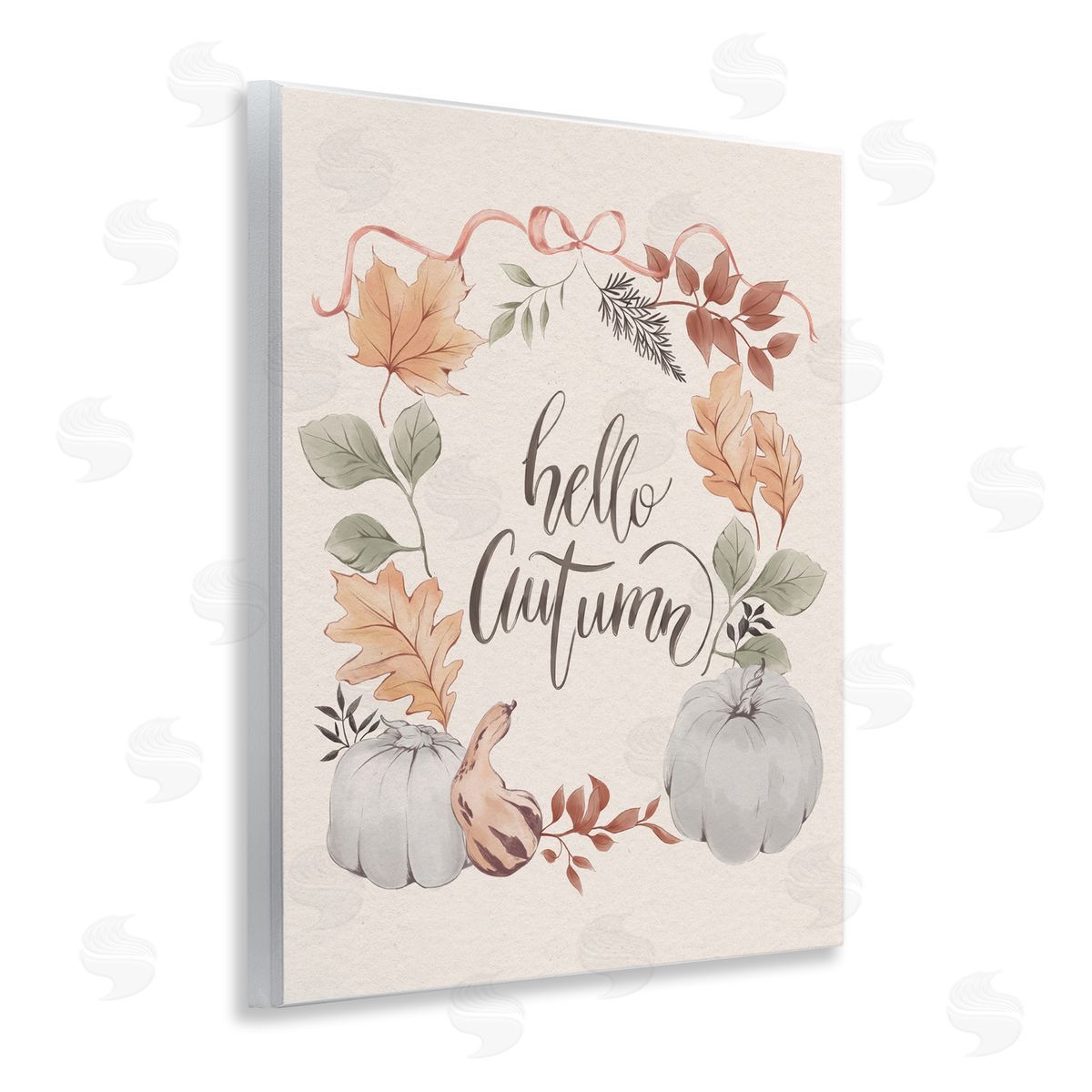 Hello Autumn with Garland Wood Plaque Wall Art, Home Decor by Andrea Jasid Grassi