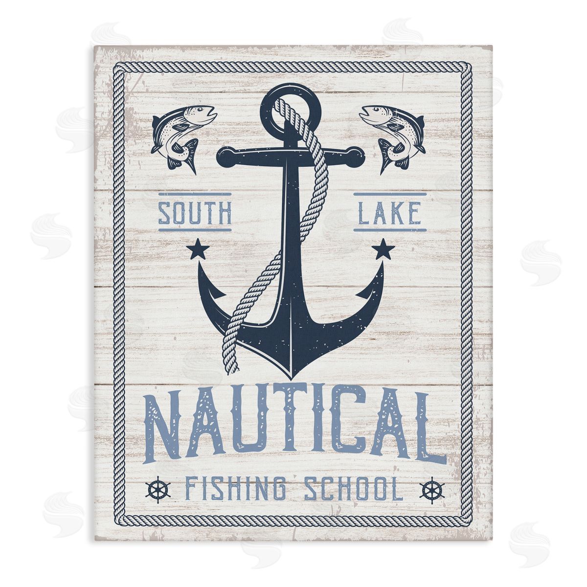 Nautical Fishing School Canvas Wall Art, Home Decor by Angela Nickeas