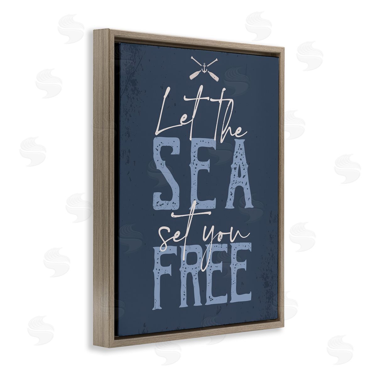 Sea Set You Free Brown Floating Frame Canvas Wall Art, Home Decor by Angela Nickeas