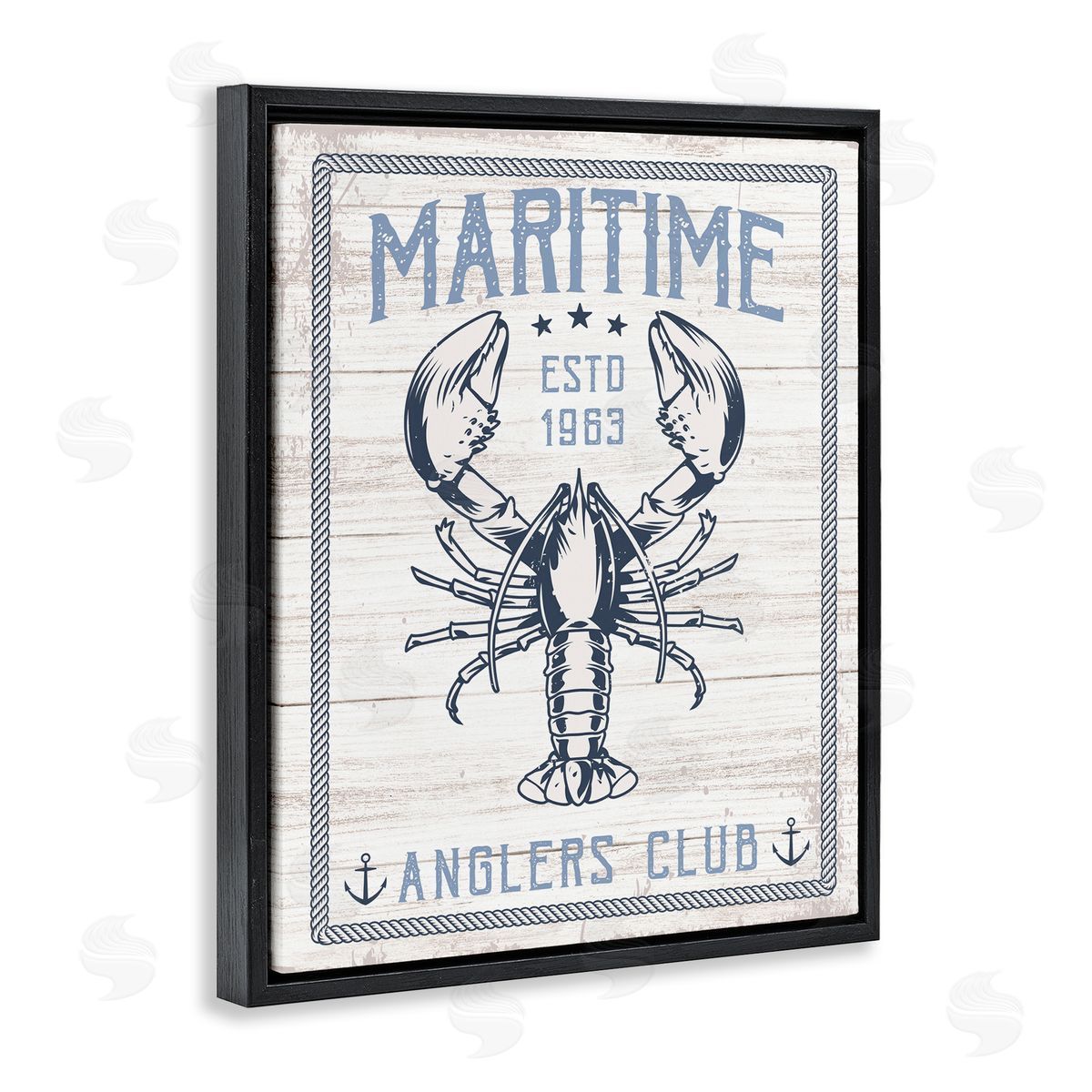 Maritime Anglers Club Black Floating Frame Canvas Wall Art, Home Decor by Angela Nickeas