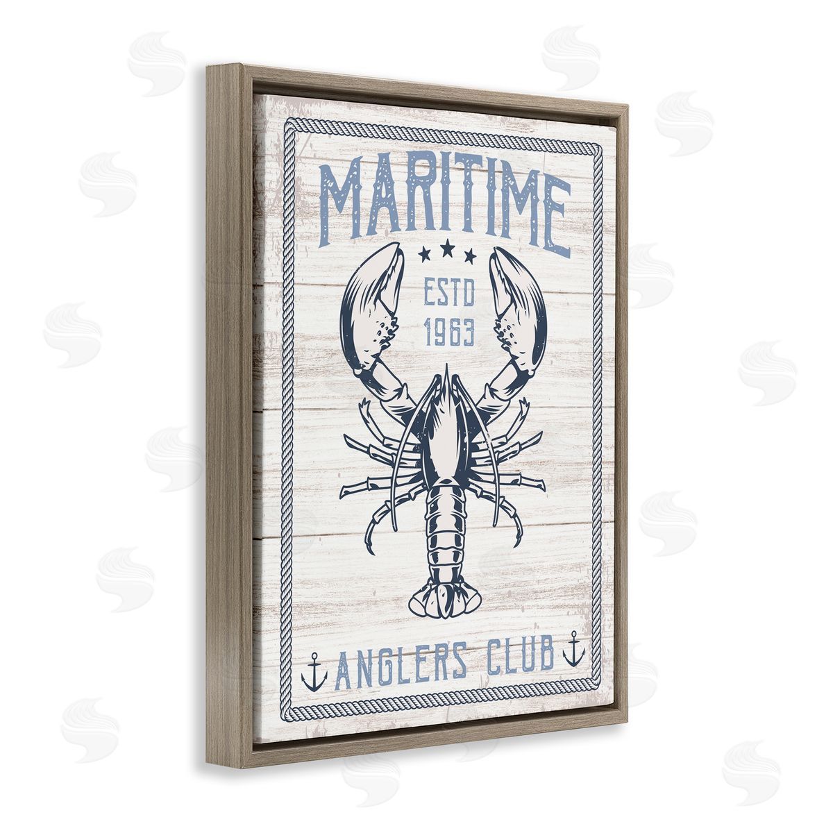 Maritime Anglers Club Brown Floating Frame Canvas Wall Art, Home Decor by Angela Nickeas