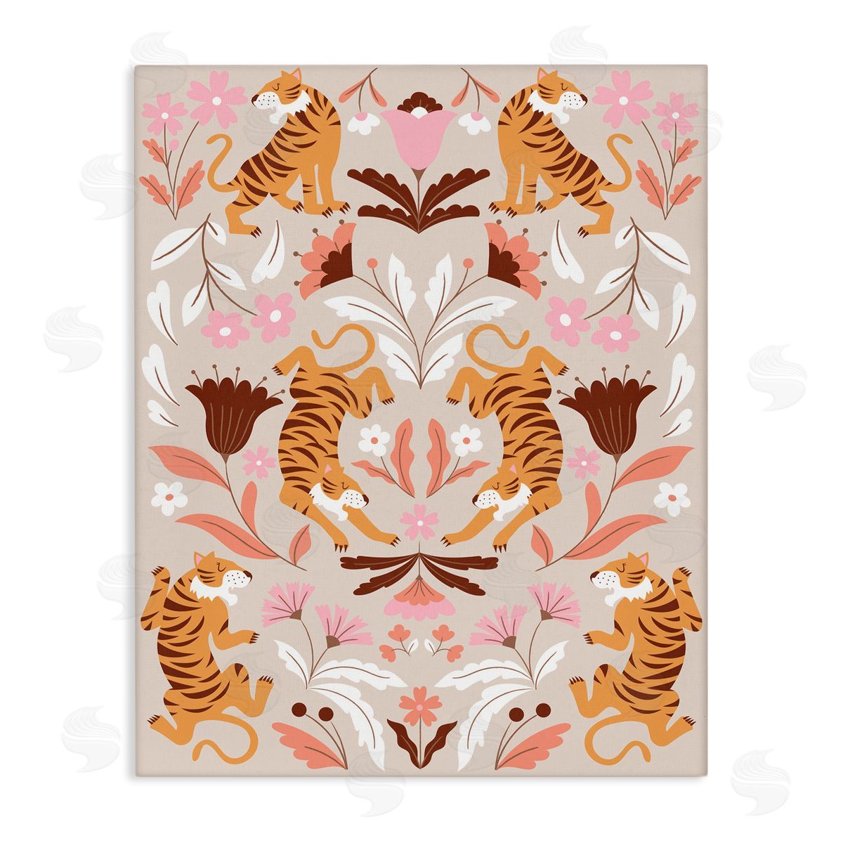 Mirrored Boho Tigers Canvas Wall Art, Home Decor by Angela Nickeas