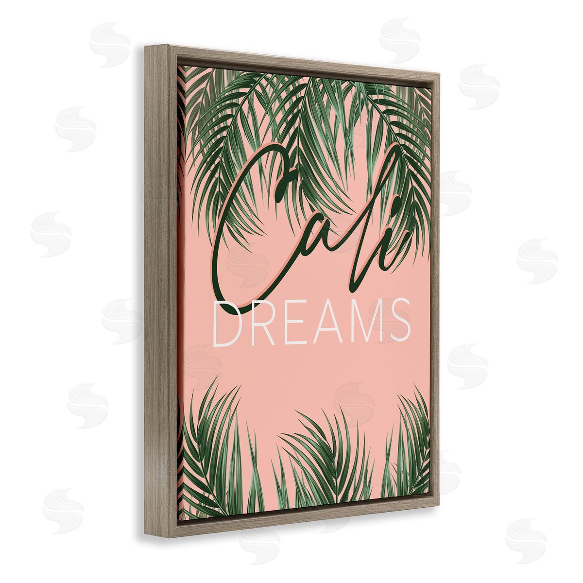 Cali Dreams on Palms Brown Floating Frame Canvas Wall Art, Home Decor by Angela Nickeas
