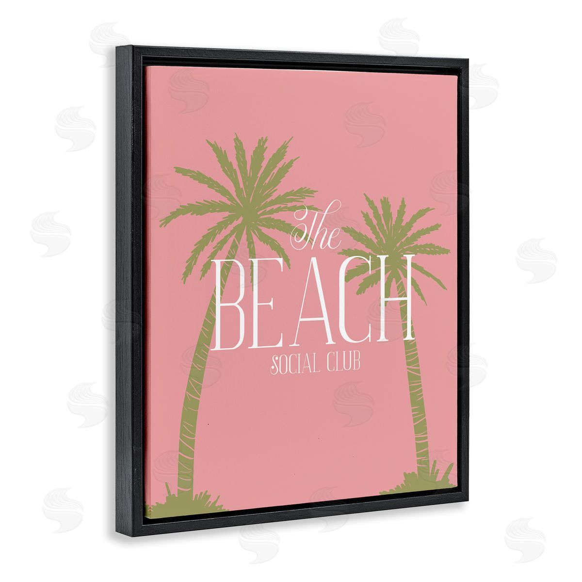 Pink Beach Social Club Black Floating Frame Canvas Wall Art, Home Decor by Hey Bre! Creative Studio