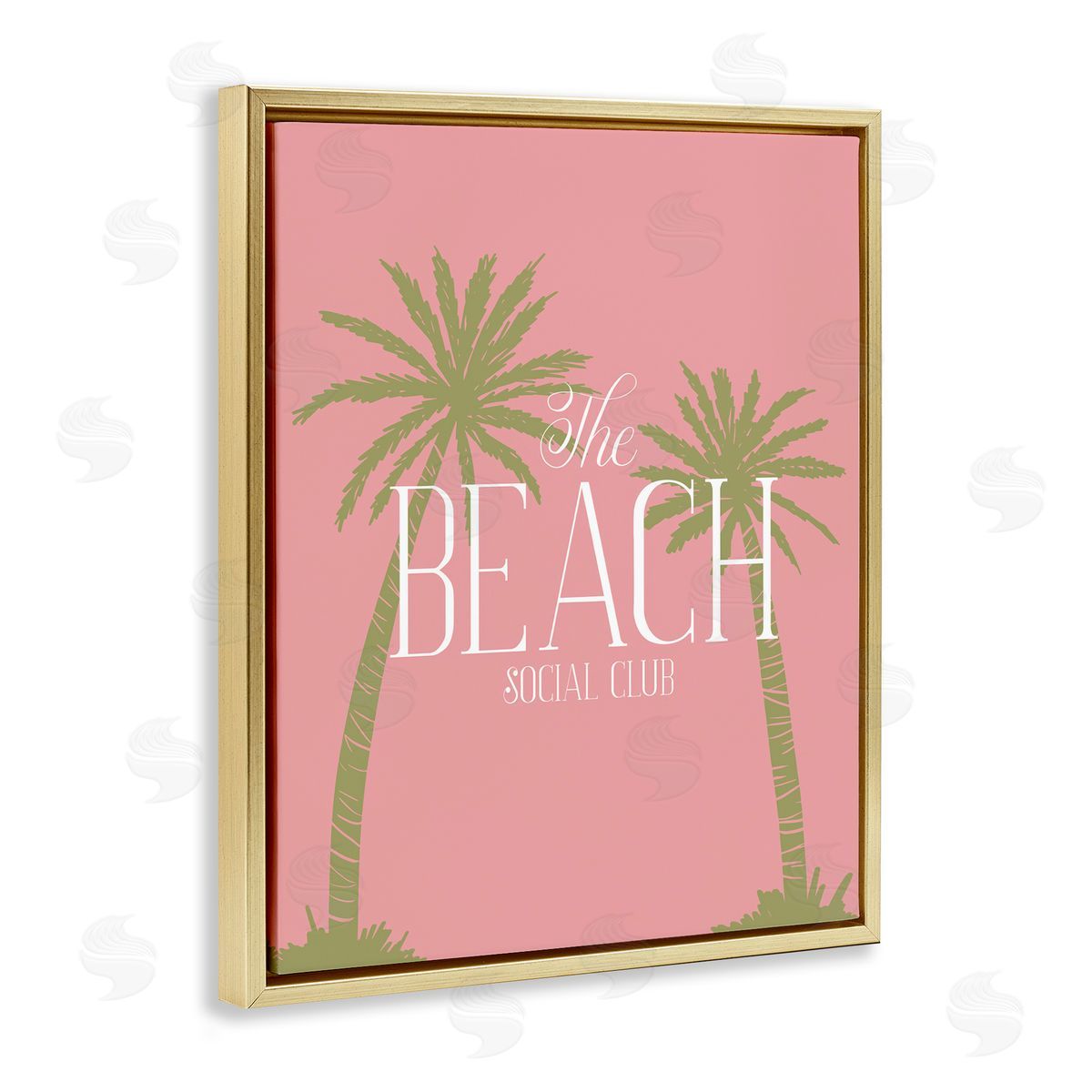 Pink Beach Social Club Gold Floating Frame Canvas Wall Art, Home Decor by Hey Bre! Creative Studio