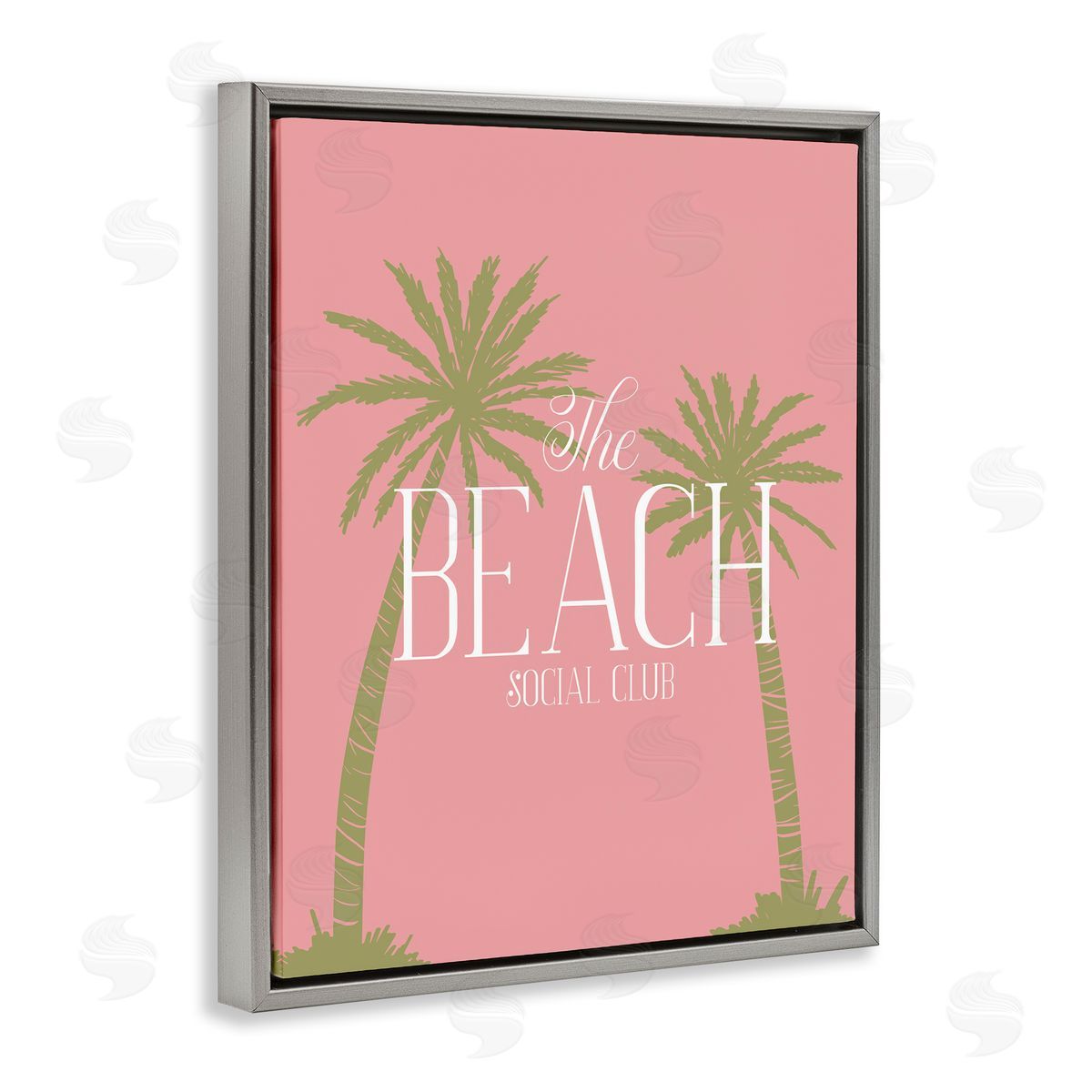 Pink Beach Social Club Grey Floating Frame Canvas Wall Art, Home Decor by Hey Bre! Creative Studio