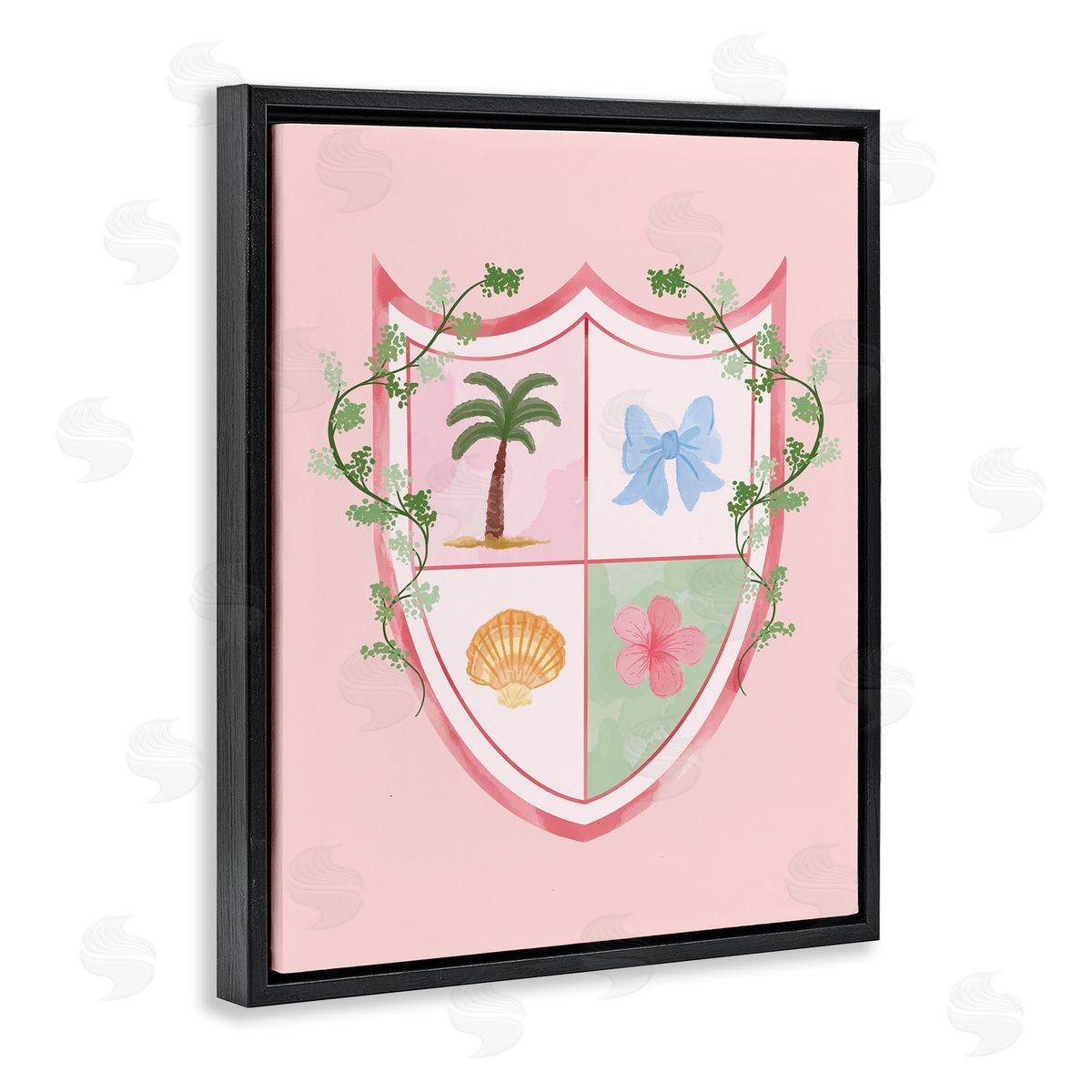 Nautical Glam Emblem Black Floating Frame Canvas Wall Art, Home Decor by Hey Bre! Creative Studio