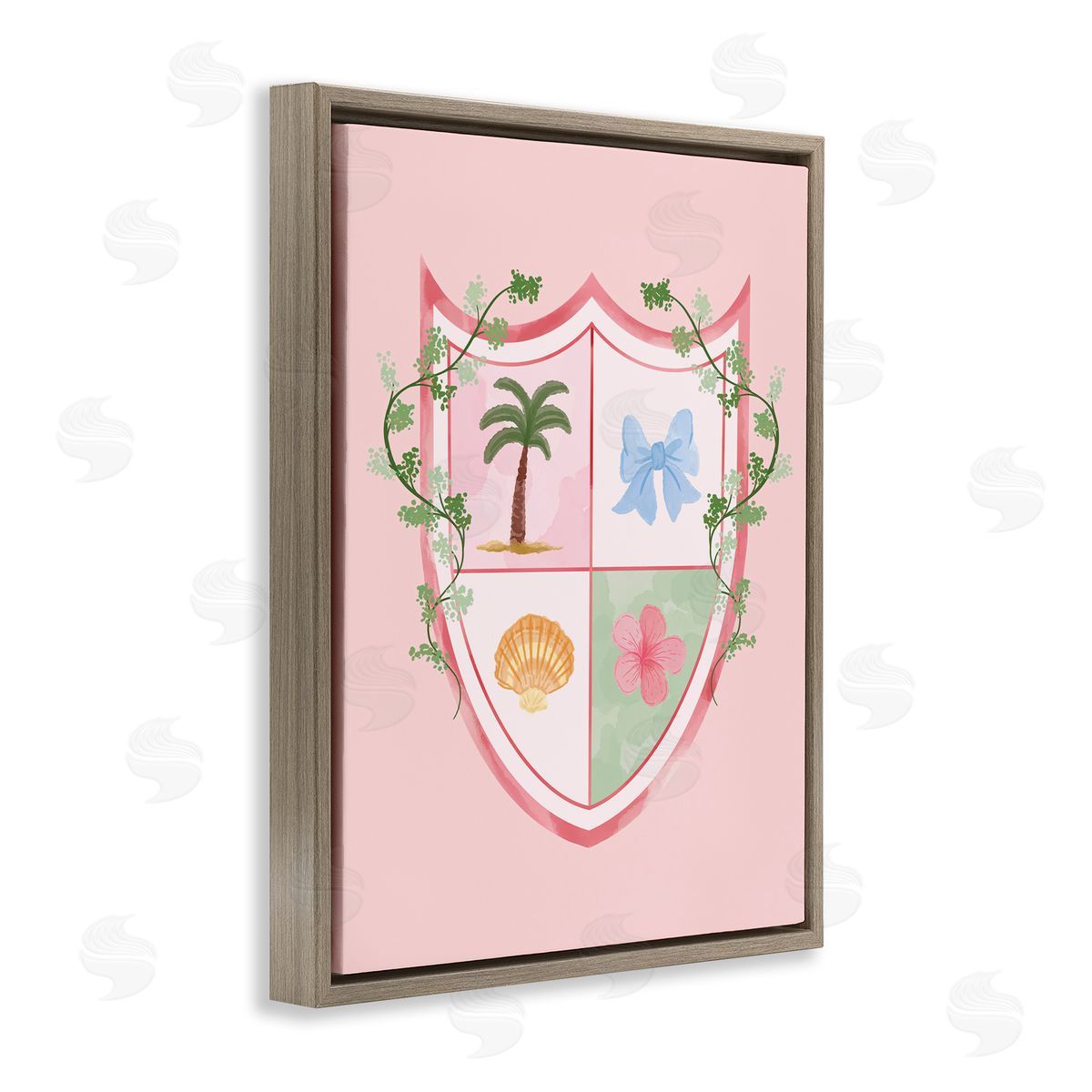 Nautical Glam Emblem Brown Floating Frame Canvas Wall Art, Home Decor by Hey Bre! Creative Studio