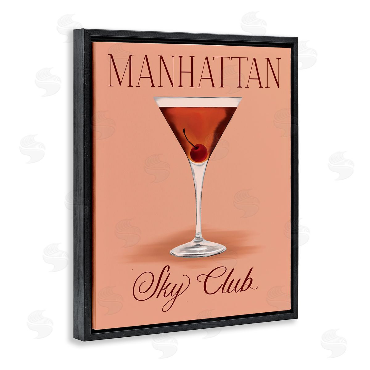 Manhattan Sky Club Drink Black Floating Frame Canvas Wall Art, Home Decor by Hey Bre! Creative Studio