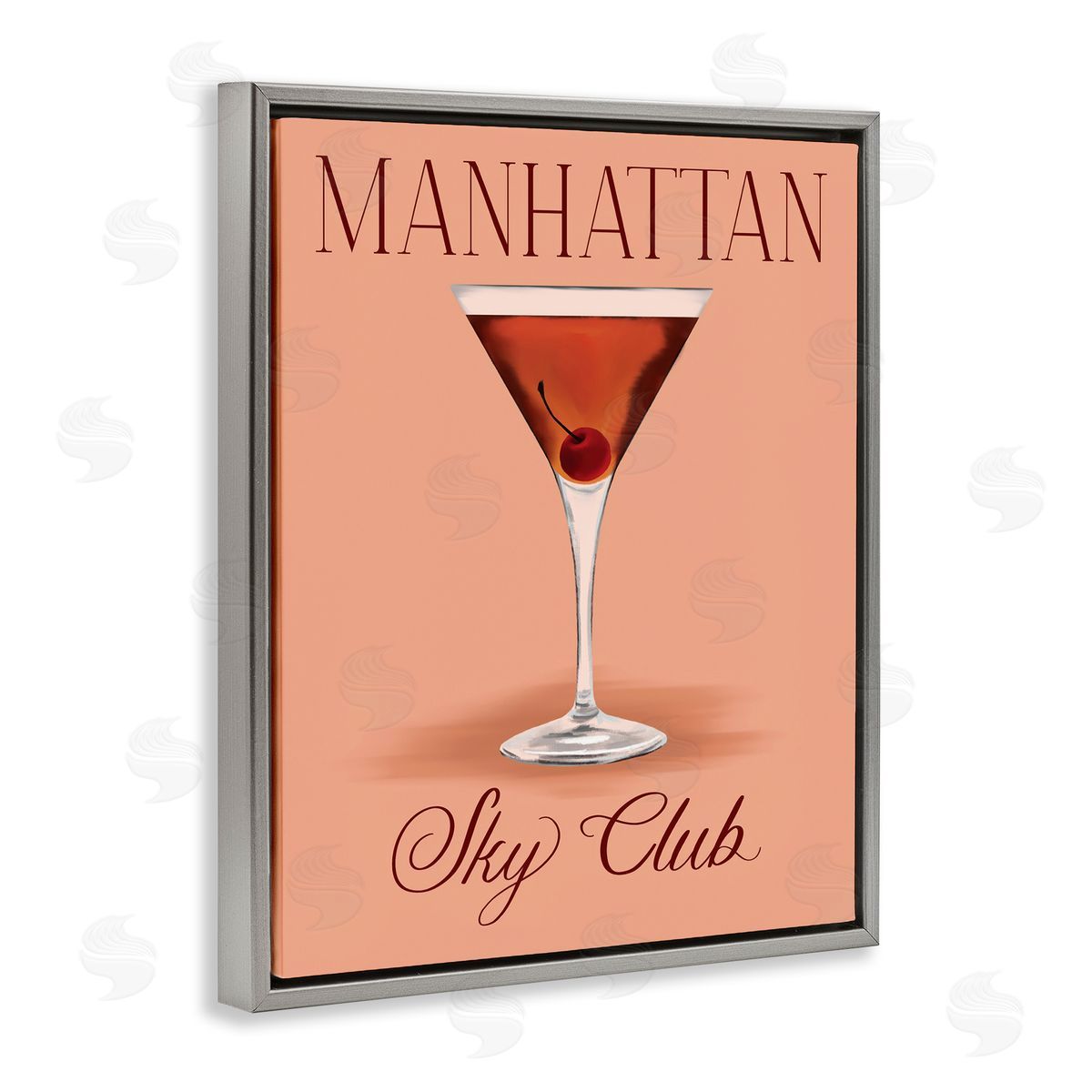 Manhattan Sky Club Drink Grey Floating Frame Canvas Wall Art, Home Decor by Hey Bre! Creative Studio