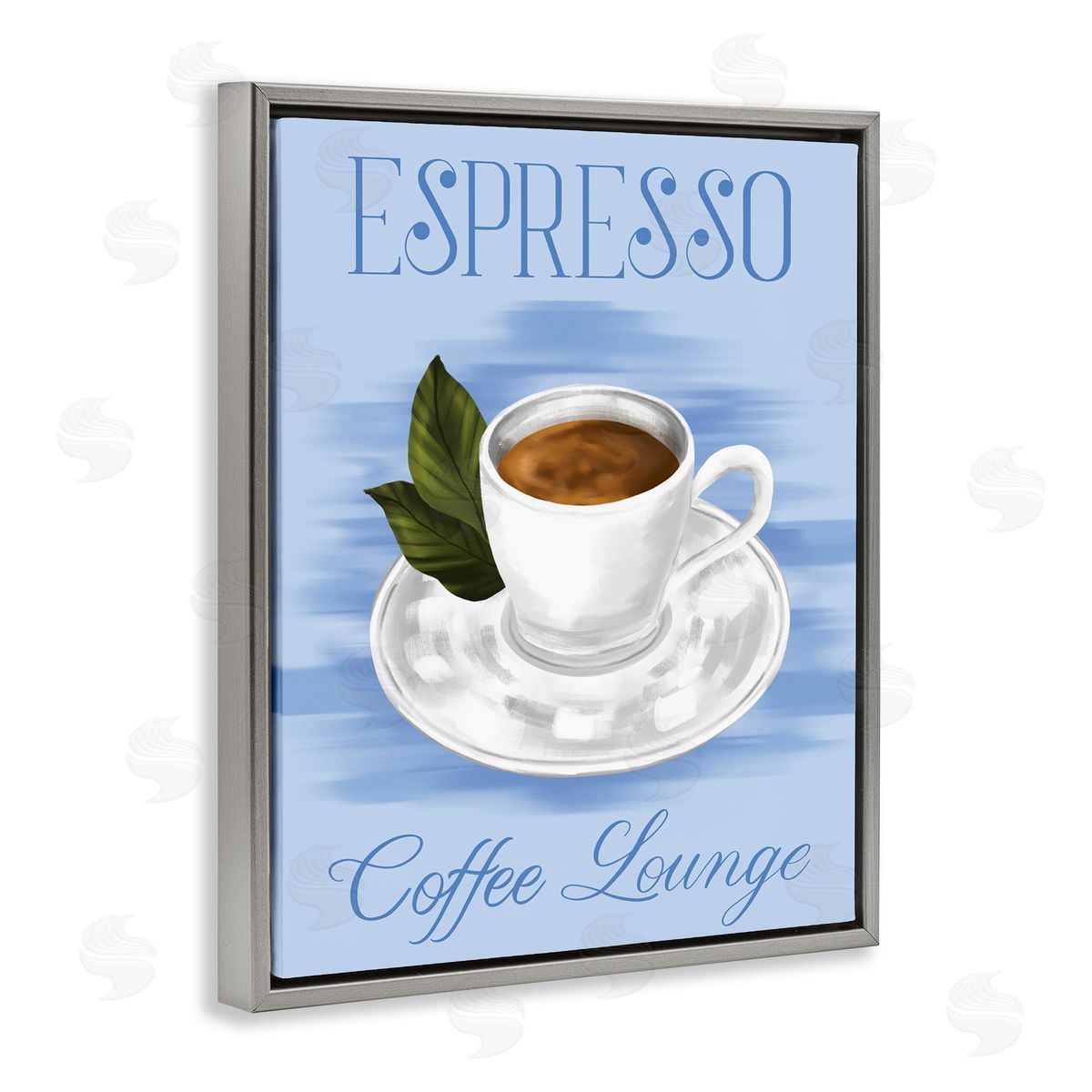 Espresso Coffee Lounge Grey Floating Frame Canvas Wall Art, Home Decor by Hey Bre! Creative Studio