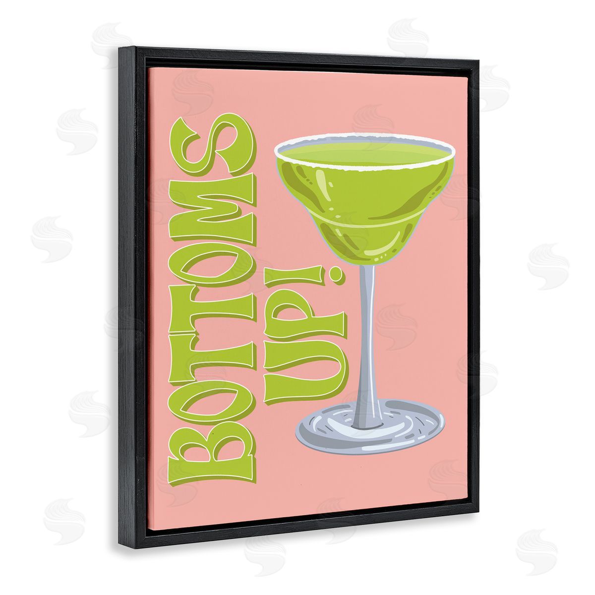Bottoms Up Cocktail Black Floating Frame Canvas Wall Art, Home Decor by Hey Bre! Creative Studio