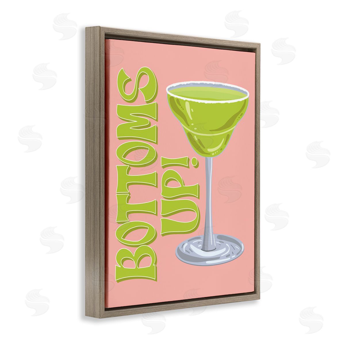 Bottoms Up Cocktail Brown Floating Frame Canvas Wall Art, Home Decor by Hey Bre! Creative Studio