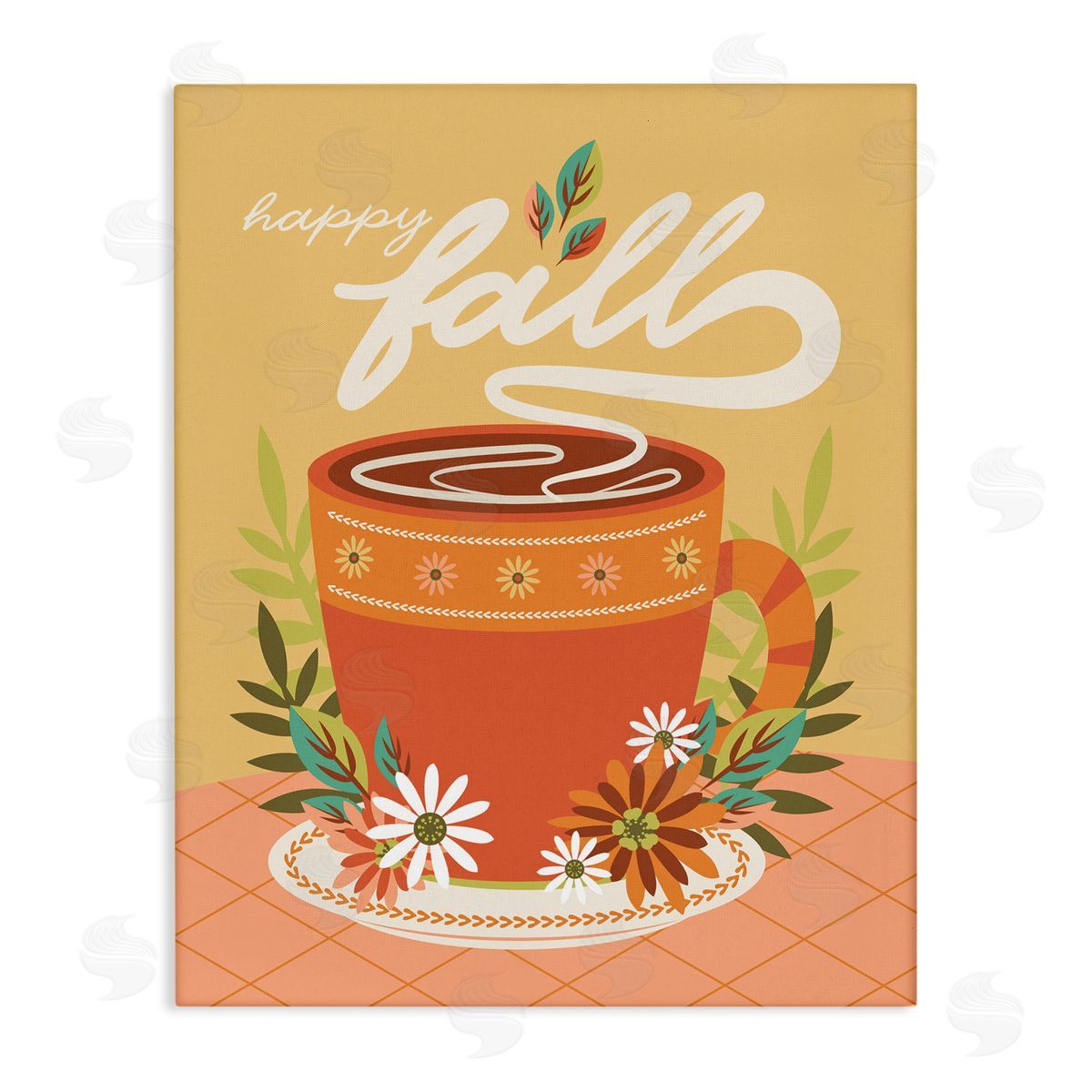 Autumnal Mug & Flowers Canvas Wall Art, Home Decor by Brandi Powell
